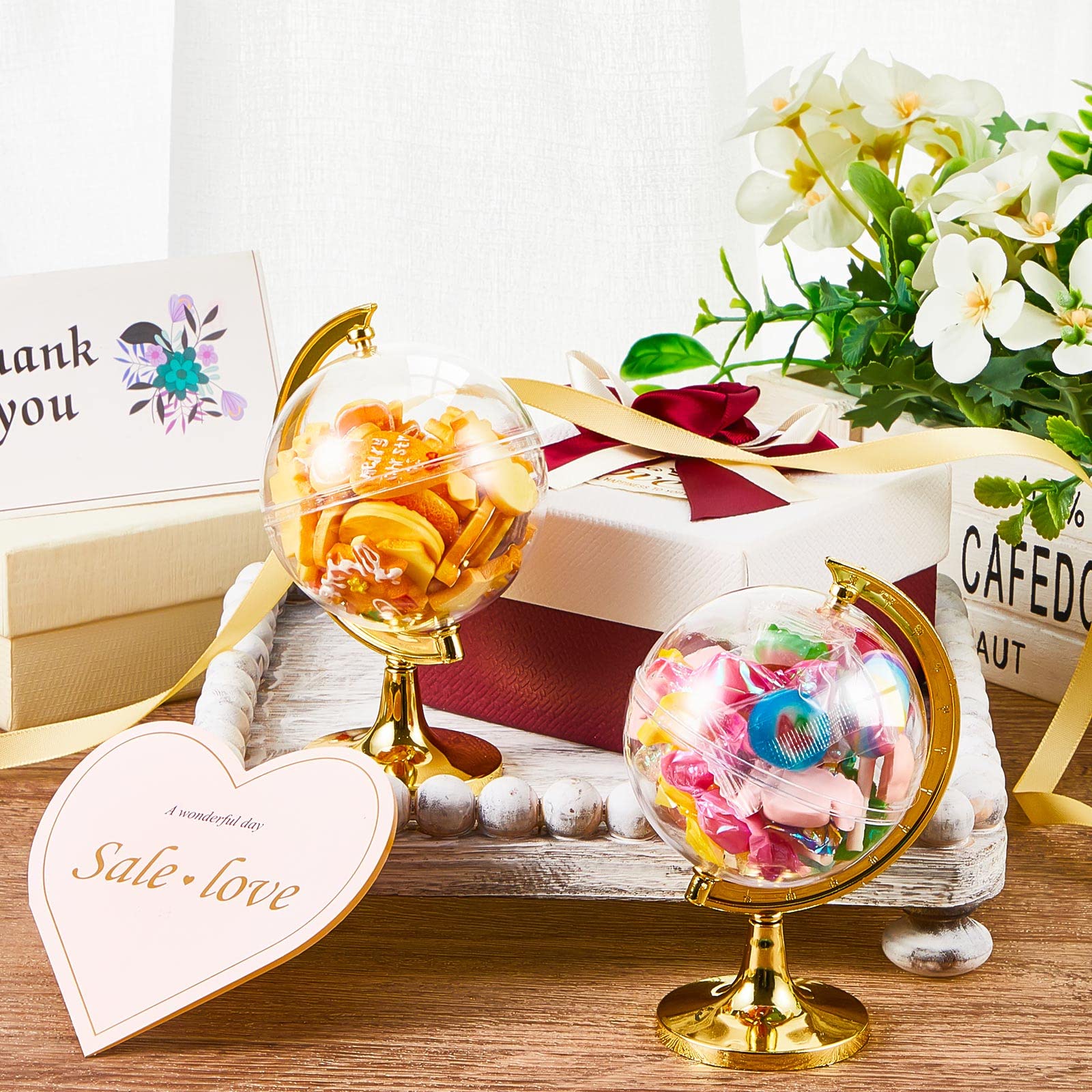 60 Pieces Mini Globe Candy Container Gold Globe Party Favors Containers Fillable Round Candy Jars Decorations For Wedding Bridal