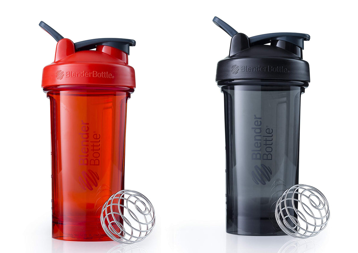 Blenderbottle Pro Series Shaker Bottle Blenderball Rounded Base With Spoutguard, 24 Ounce, 2-Pack (Black - Orange)