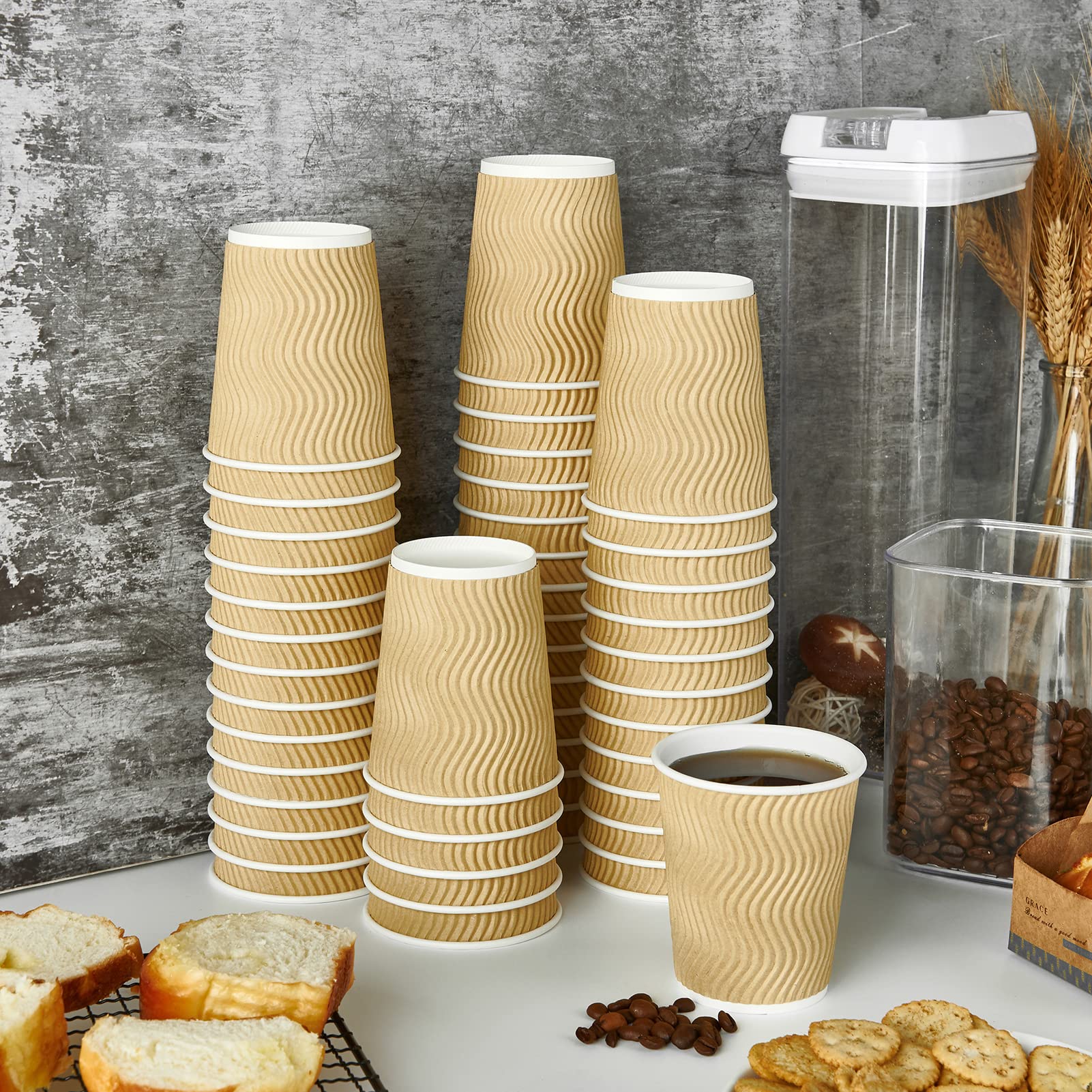Dailypack 8 Oz Coffee Cups, 120 Count Insulated Ripple Wall Paper Hot Coffee Cups, Disposable Coffee Cups For Hot Drinks