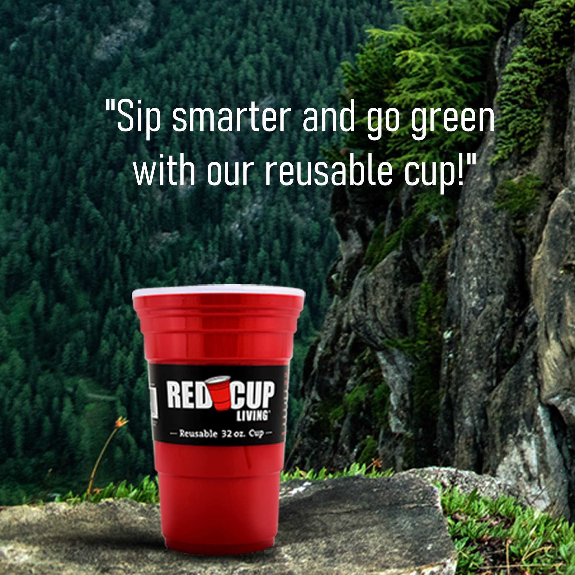 Red Cup Living Set Of 2 -32 Oz Reusable Party Mug, Glass & Tumbler | Ideal For Kids & Adults, Reusable Drinking Supplies For Bir