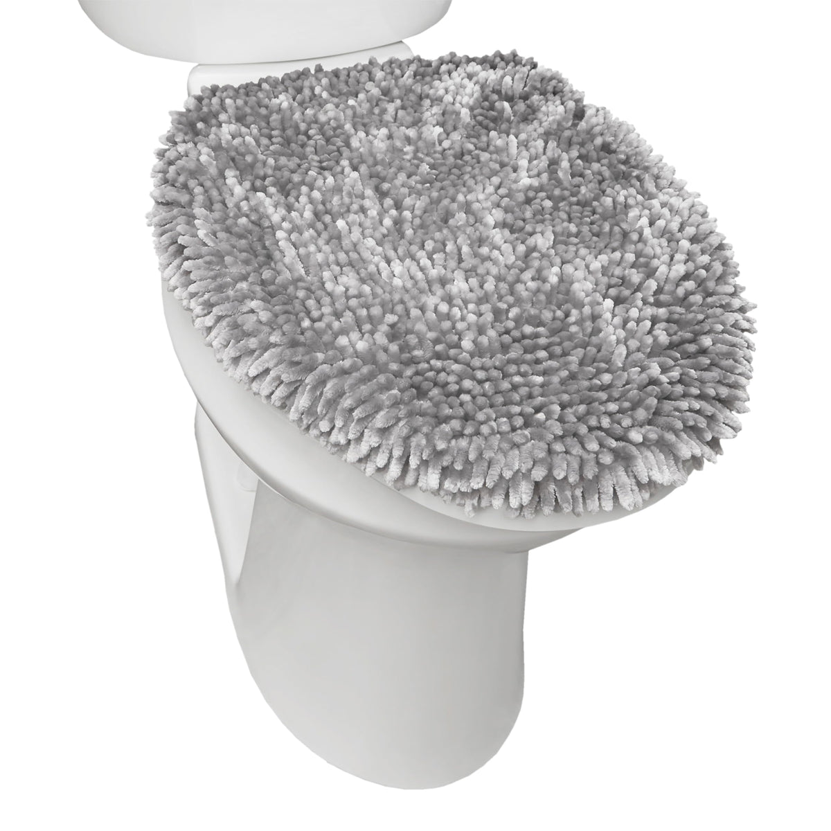 Town & Country Basics Spa Step Noodle Solid Bathroom Toilet Lid Cover, Plush, Soft, And Absorbent, Machine Washable, Light Grey,