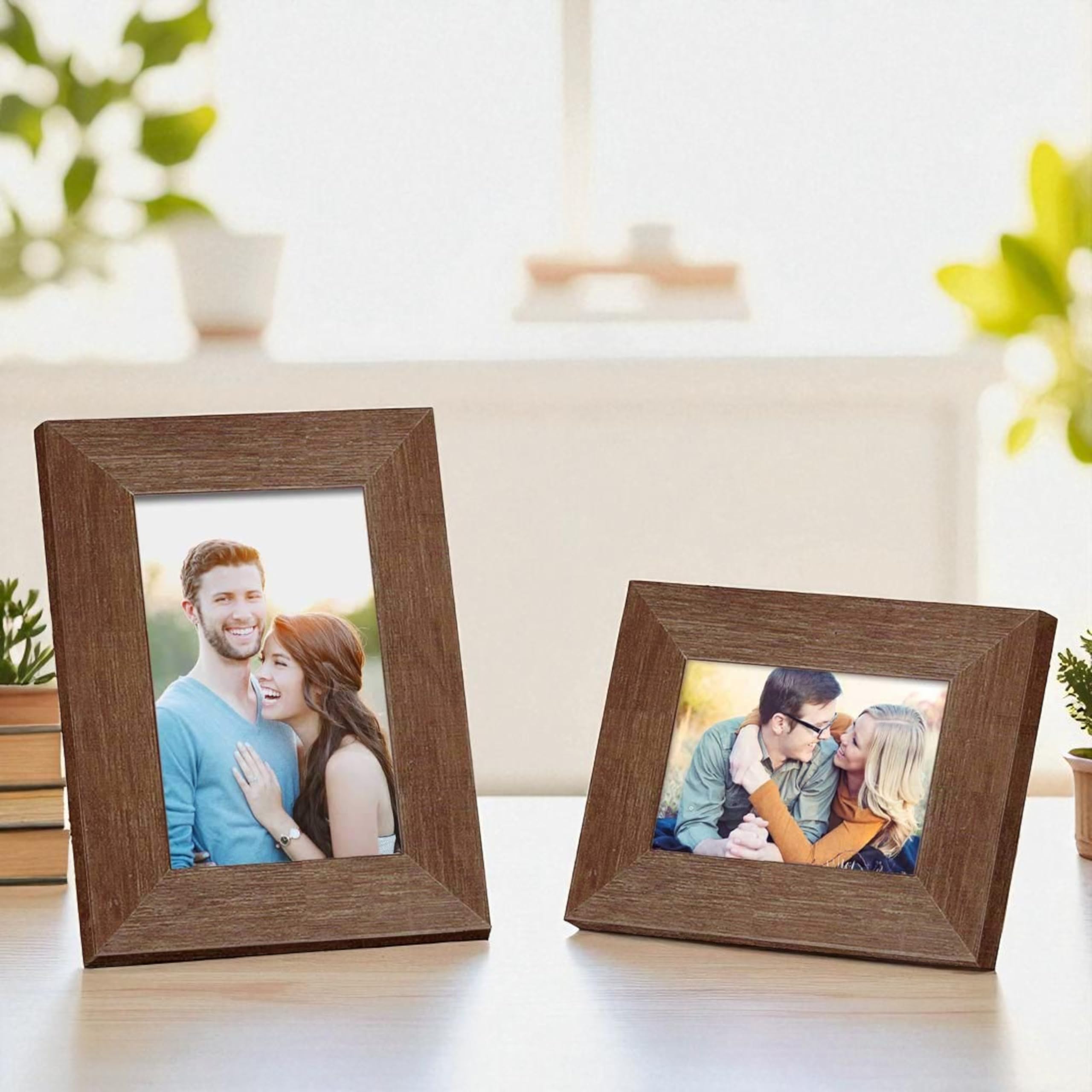 Art Street Brown Classic Picture Frame Combo (Set Of 2) - Glass & Engineered Wood - Easel Back - Horizontal & Vertical - Housewa