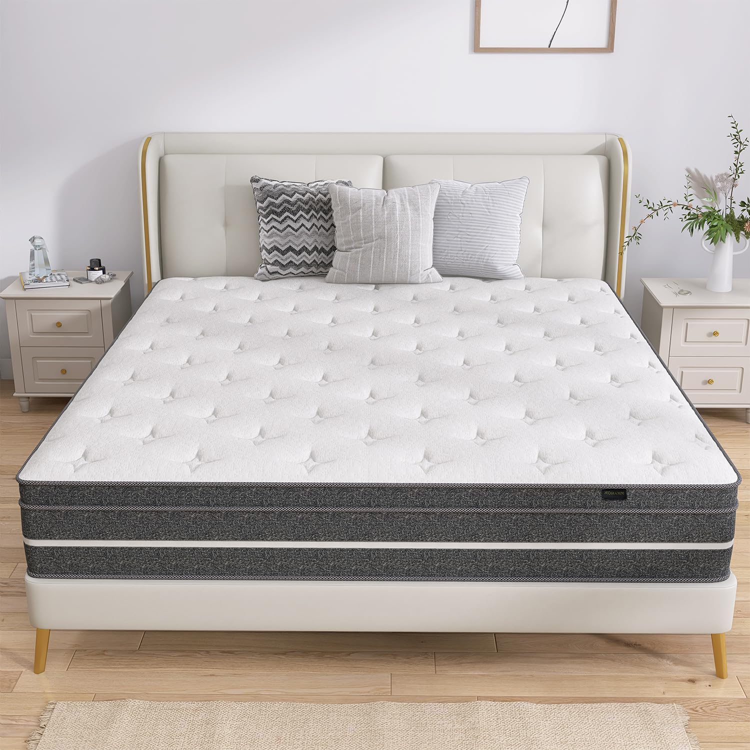 Hohamn Queen Size Mattress, 14 Inch Hybrid Mattress In A Box, Queen Mattress Foam And Individually Wrapped Pocket Coils, Soft An