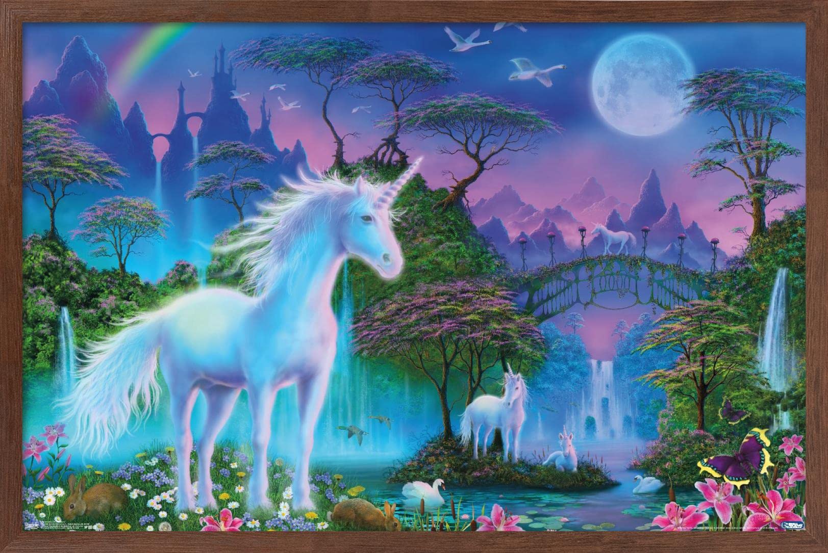 Trends International Unicorn Meadow Wall Poster, 14.725'' X 22.375'', Mahogany Framed Version