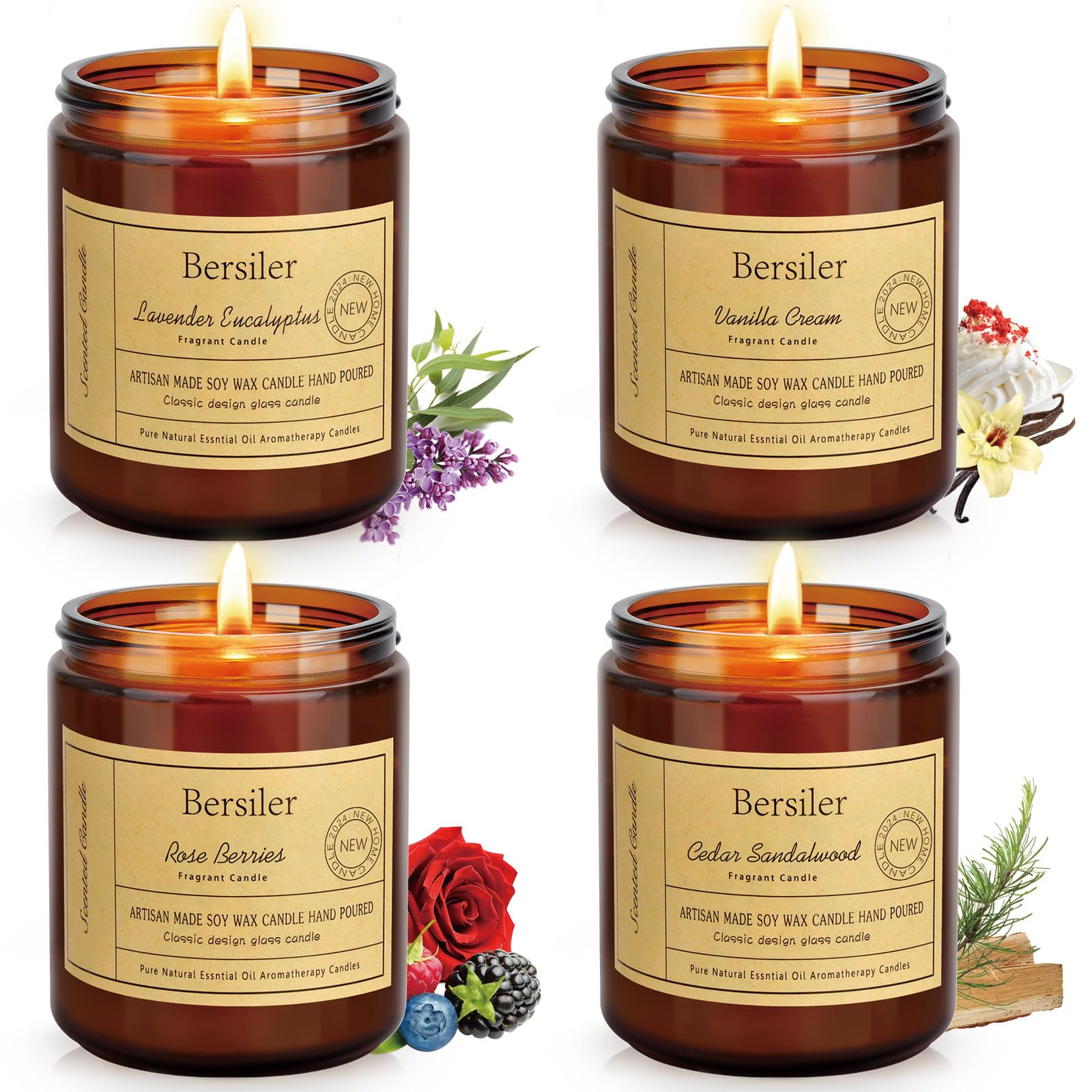 4 Pack Candles for Home Scented, Scented Candles Gift Set for Women, Aromatherapy Candle, 28 oz Soy Candle for Stress Relief and