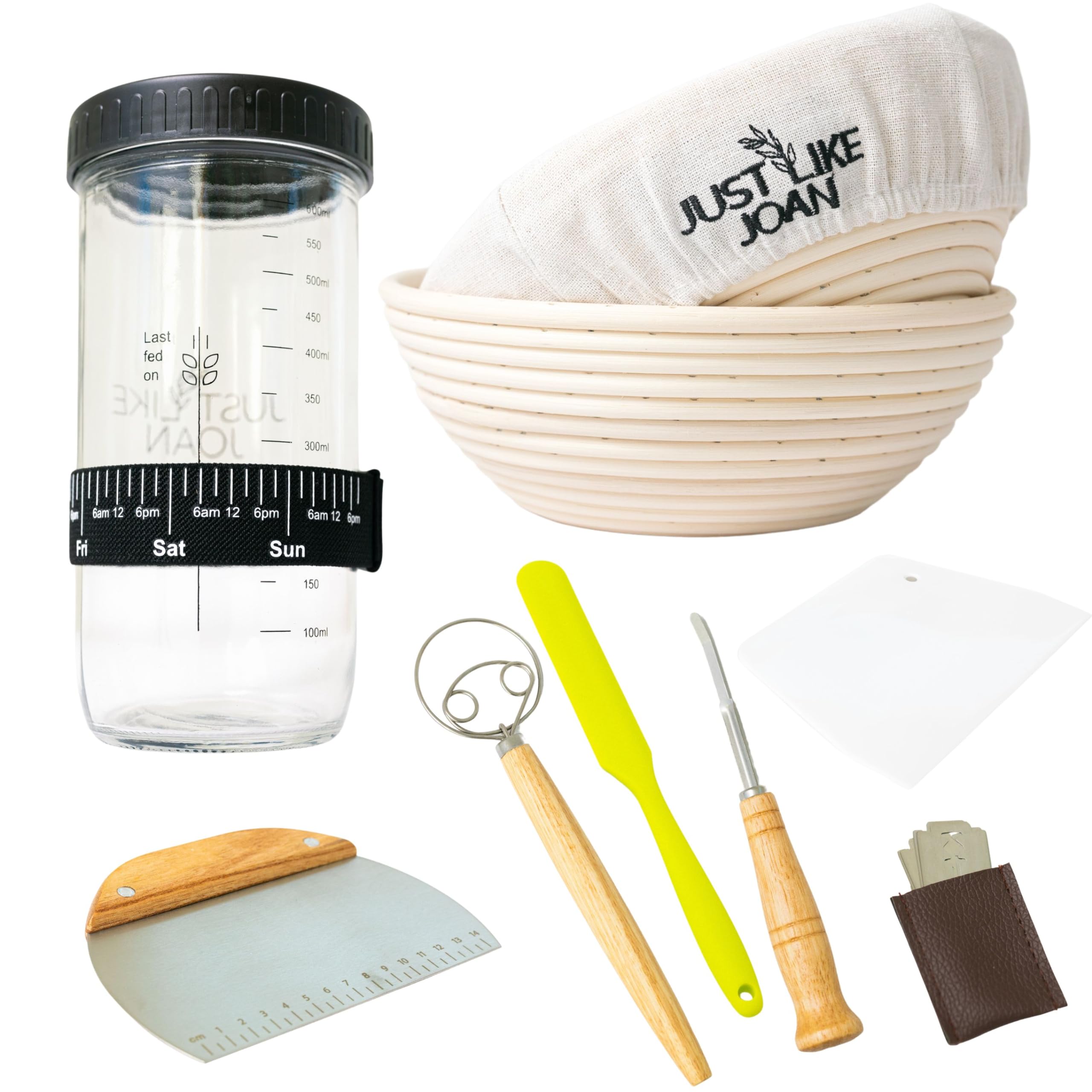 Sourdough Starter Kit - Ultimate Sourdough Bread Baking Supplies W/Sourdough Starter Jar & Banneton Basket- Easy Cleaning Sourdo
