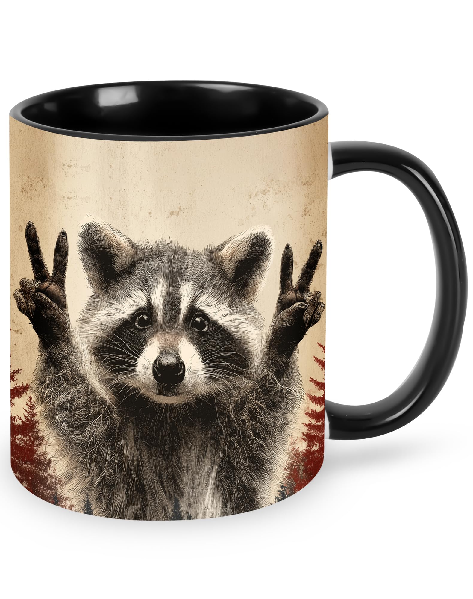 FyLybois Raccoon Coffee Mug Ceramic Coffee Cup with Handle Microwave Safe for Home or Office Gifts for Women and Men