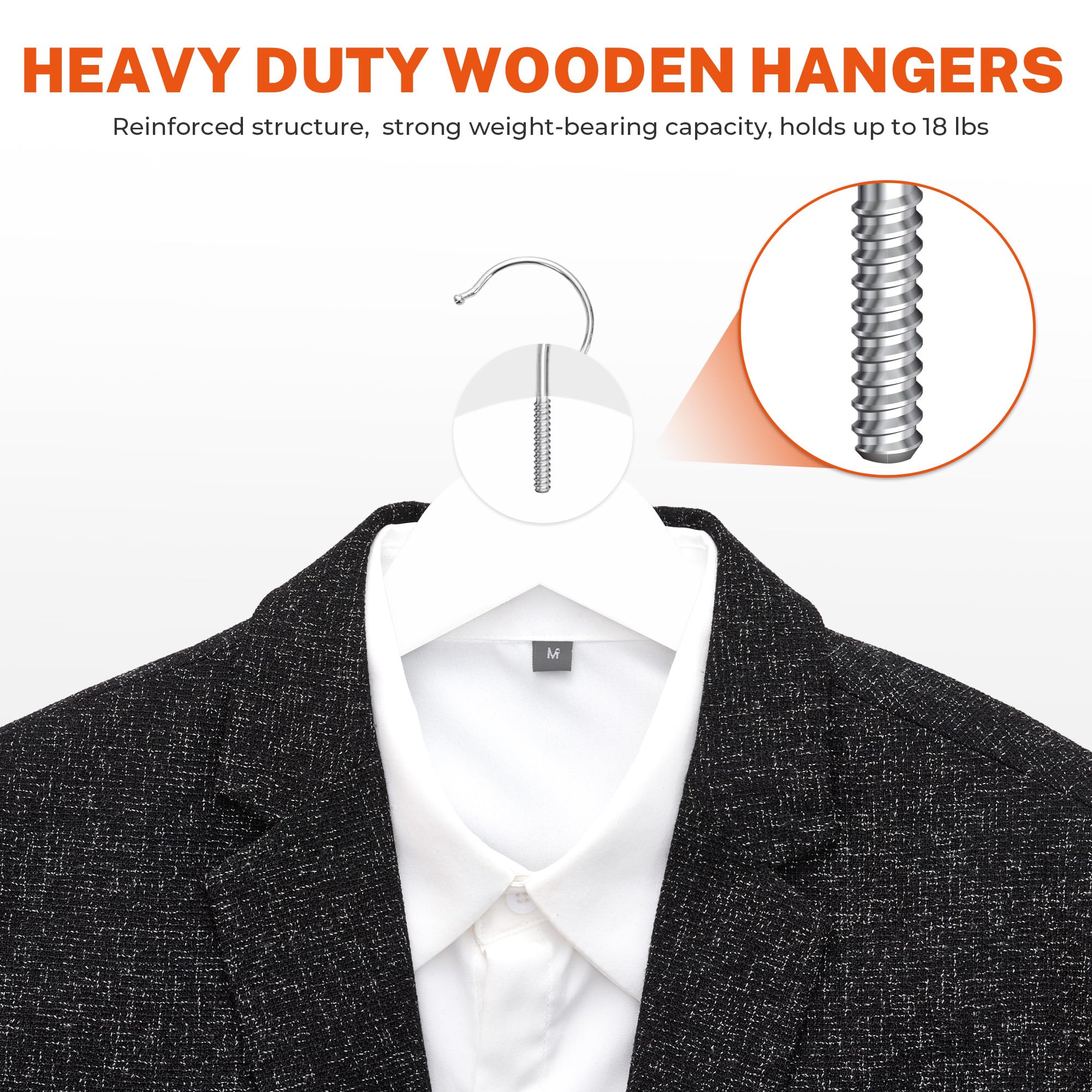 House Day Wooden Hangers With Clips 24 Pack, Wood Hangers Wooden Clothes Hanger Smooth Finish Wooden Hanger Premium Wooden Hange