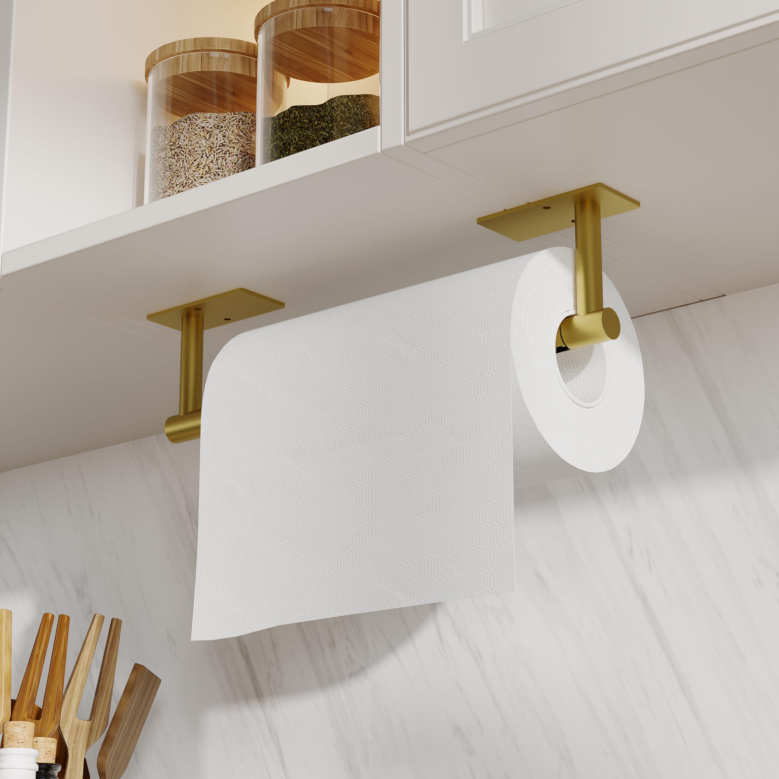 Rarxtr Paper Towel Holder, Under Cabinet Paper Towel Holder For Kitchen, Adhesive Paper Towel Roll Rack For Bathroom Towel, Wall