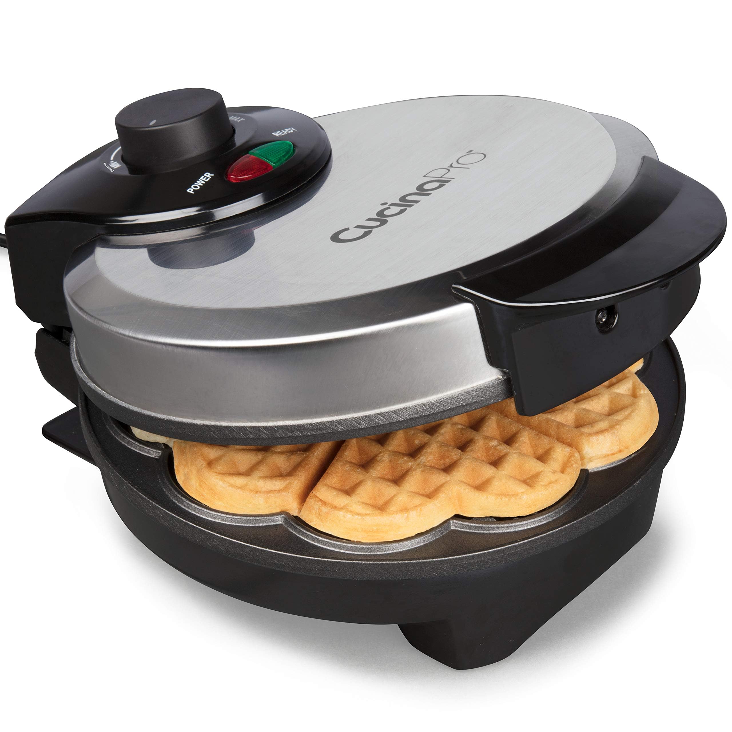 Heart Waffle Maker - Makes 5 Heart-Shaped Waffles for Christmas Holiday Breakfast - Nonstick Baker for Easy Cleanup  Electric Waffler Griddle Iron w Adjustable Browning Control- Gift for Loved Ones