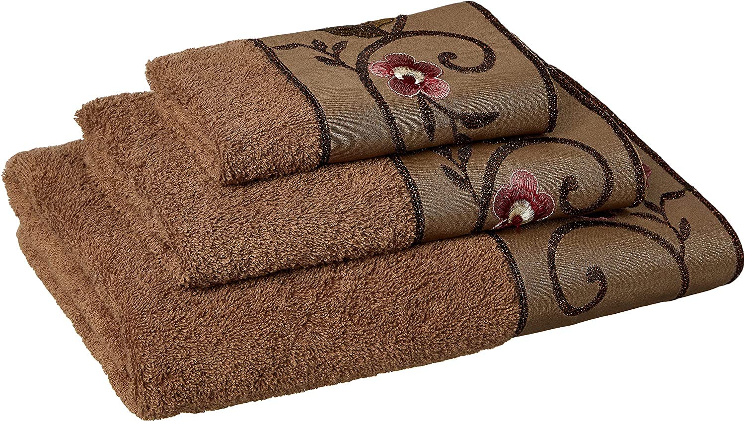 Zahari Home Larrisa Floral Bathroom Towel Set 3 Piece Towel Bath Towel, Hand Towel And Wash Towel Modern Classic Contemporary De