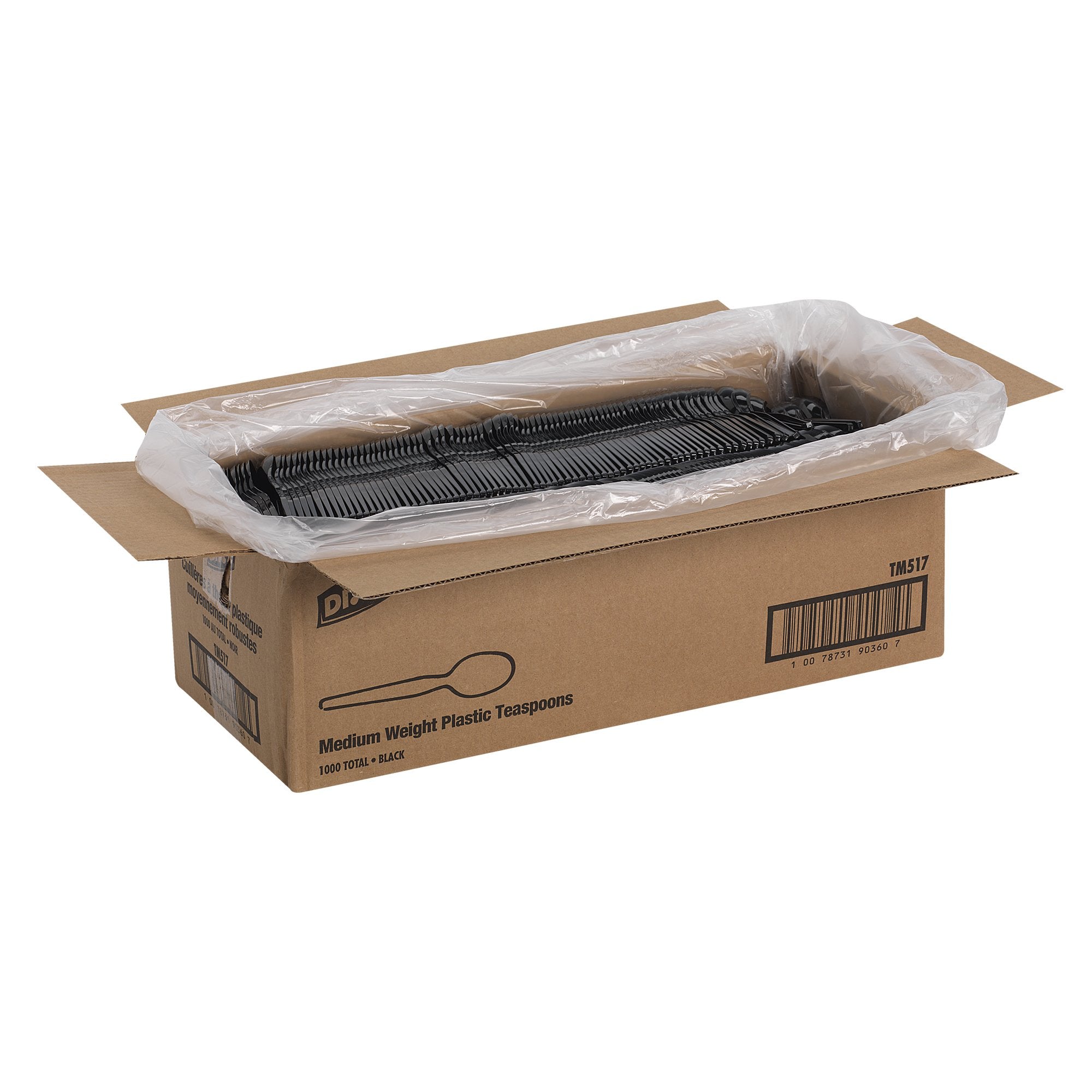 Dixie Tm517 Plastic Tableware,Medium Weight,Teaspoons,1000/Ct,Black