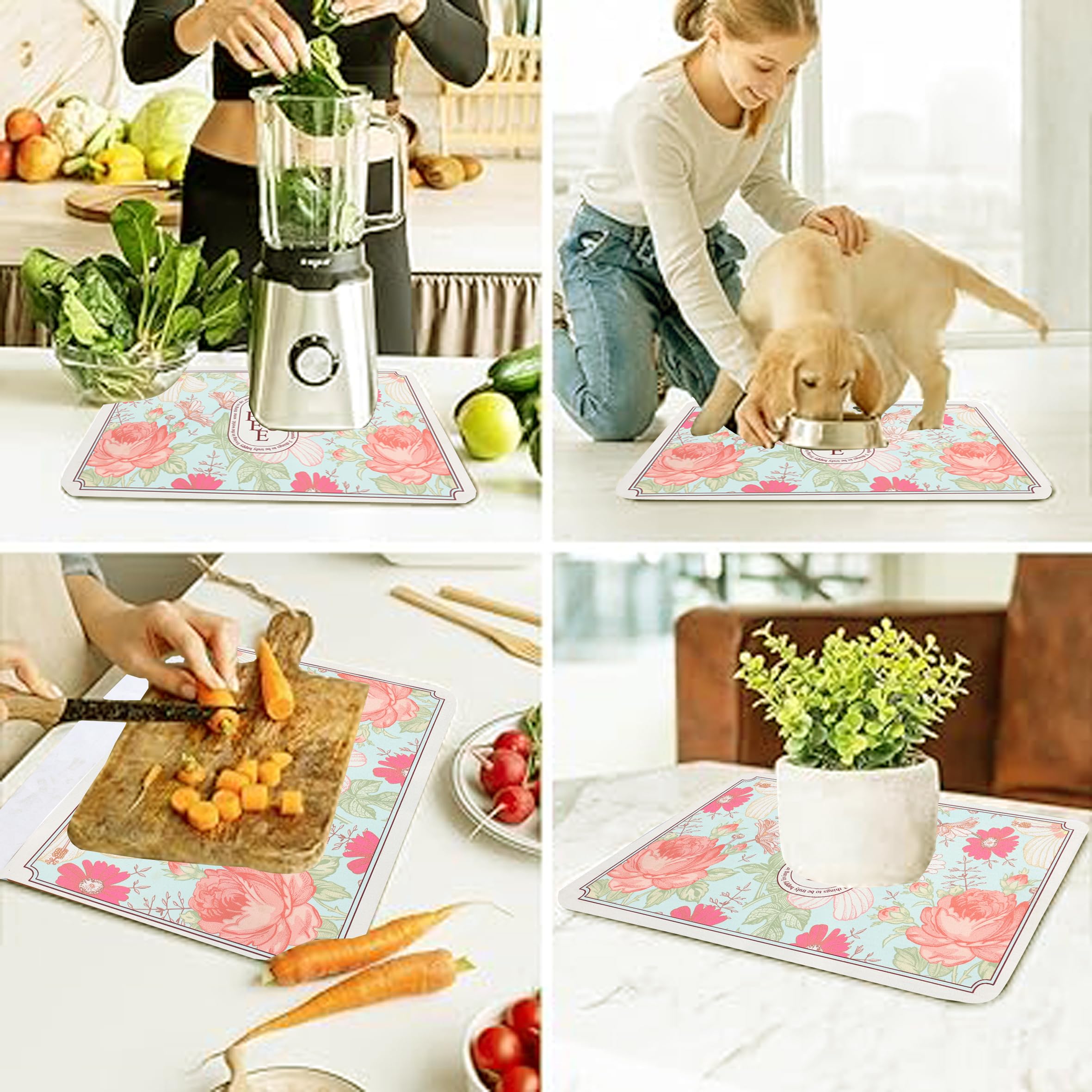 Homecloud Dish Drying Mat For Kitchen Counter Hide Stain Super Absorbent, Non-Slip, Heat-Resistant, Great For Dishes,Rack Pad, K