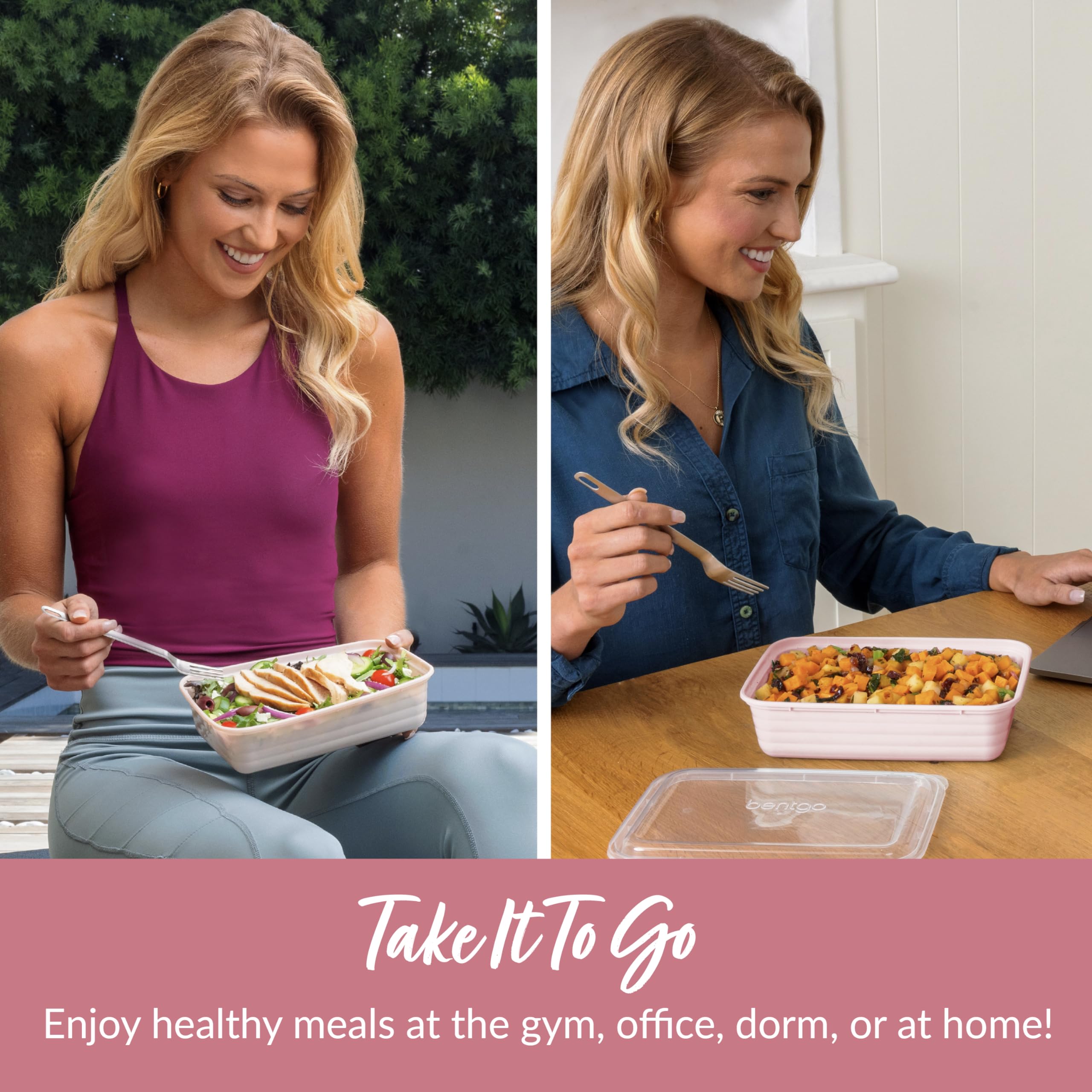 Bentgo 20-Piece Lightweight, Durable, Reusable Bpa-Free 1-Compartment Containers - Microwave, Freezer, Dishwasher Safe - Blush P