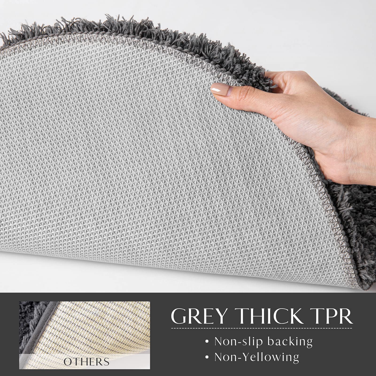 Ashler Runners Bathroom Rugs Long Non Slip Bathroom Rug Sets 2 Piece, Dark Grey Water Absorbing Bath Mat Ultra Soft Shower Rugs,