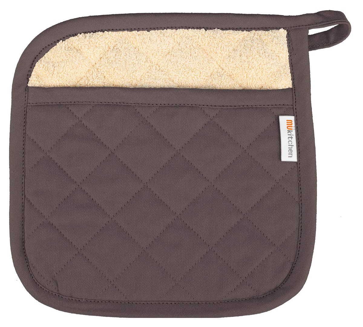 Mkitchen Mpotholder Herringbone Cotton Kitchen Potholder | Multipurpose Hot Pad | Machine Washable And Durable | (Stainless)