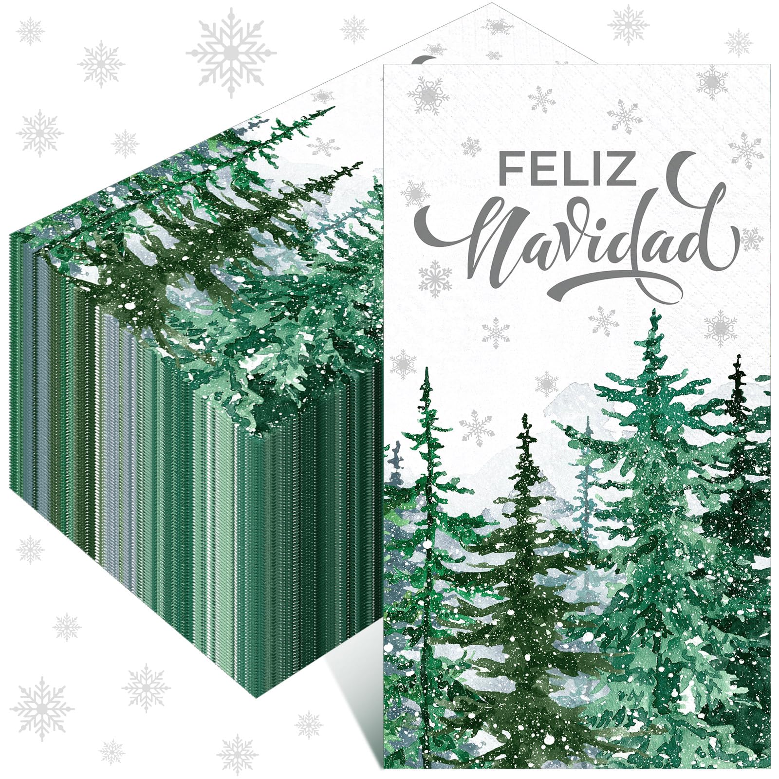 Janlaugh 100 Pcs 3 Ply Feliz Navidad Disposable Napkins Hand Towels for Bathroom Paper Napkins Guest Decorative Paper Hand Towel
