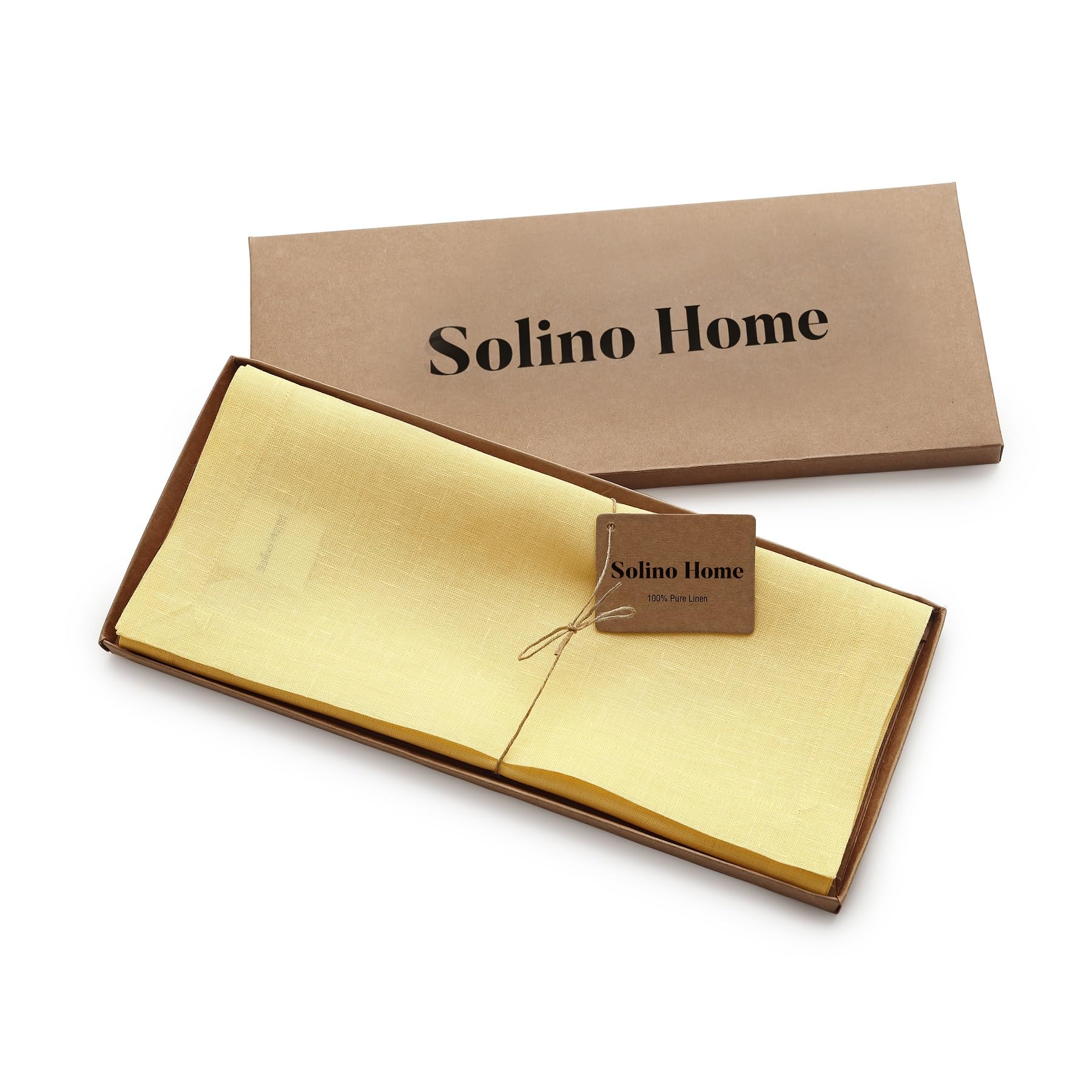 Solino Home Linen Yellow Table Runner 120 Inches Long - Fete, 100% Pure Linen Dining Table Runner 14 X 120 Inch Ideal For Weddin