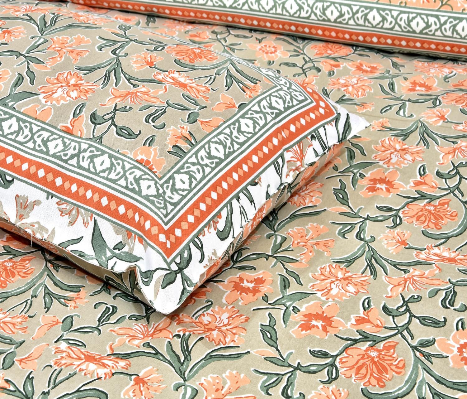 Easygoods Cotton Bedsheet For Single Bedsheet With 1 Pillow Cover 60X90 Inch, Handcrafted Bed Sheets (Green)