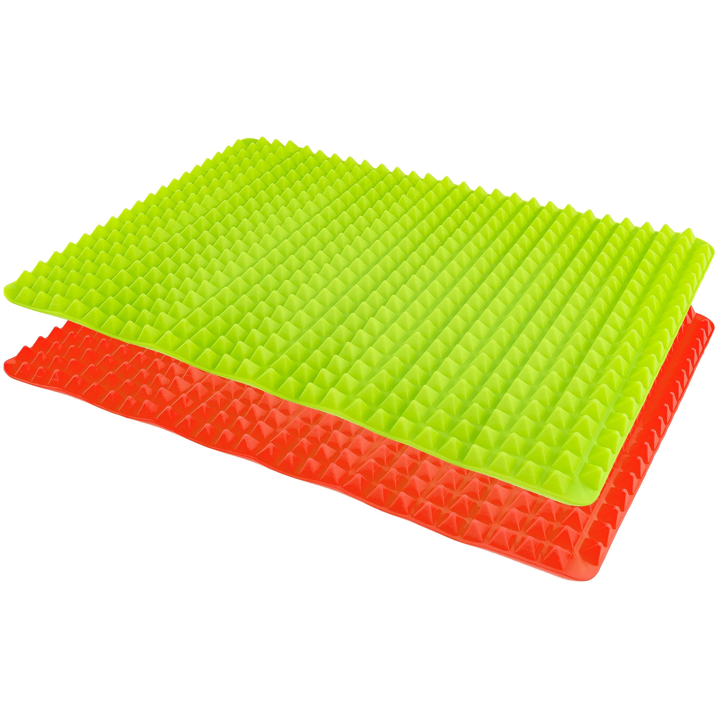 Healthy Homewares Raised Silicone Baking Sheet Non-Stick Cooking Mat Oven Tray Liner, Red And Green, Set Of 2