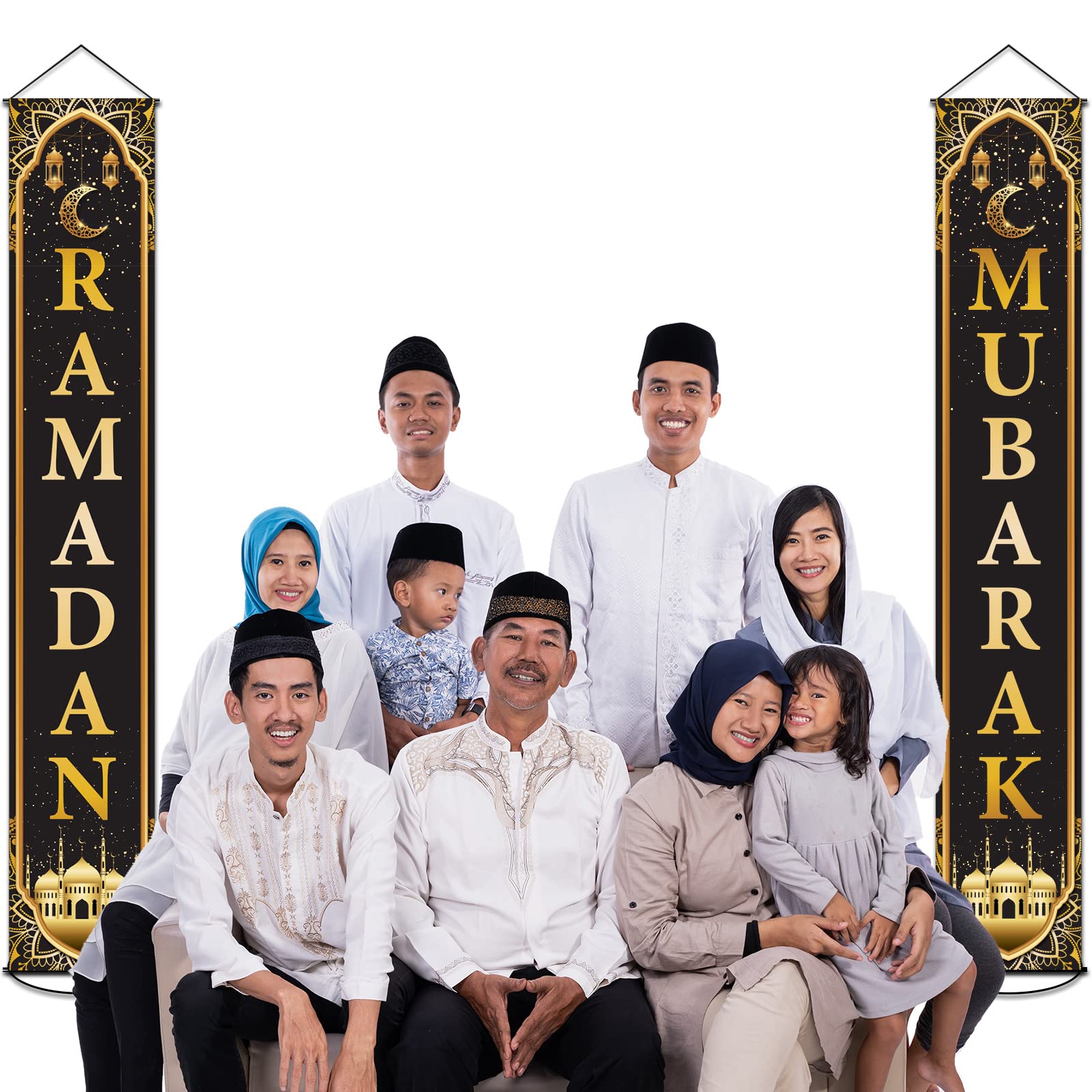 Ramadan Mubarak Banner Eid Mubarak Door Sign Hanging Banners Decoration Set For Ramadan Themed Party Indoor And Outdoor Party Su