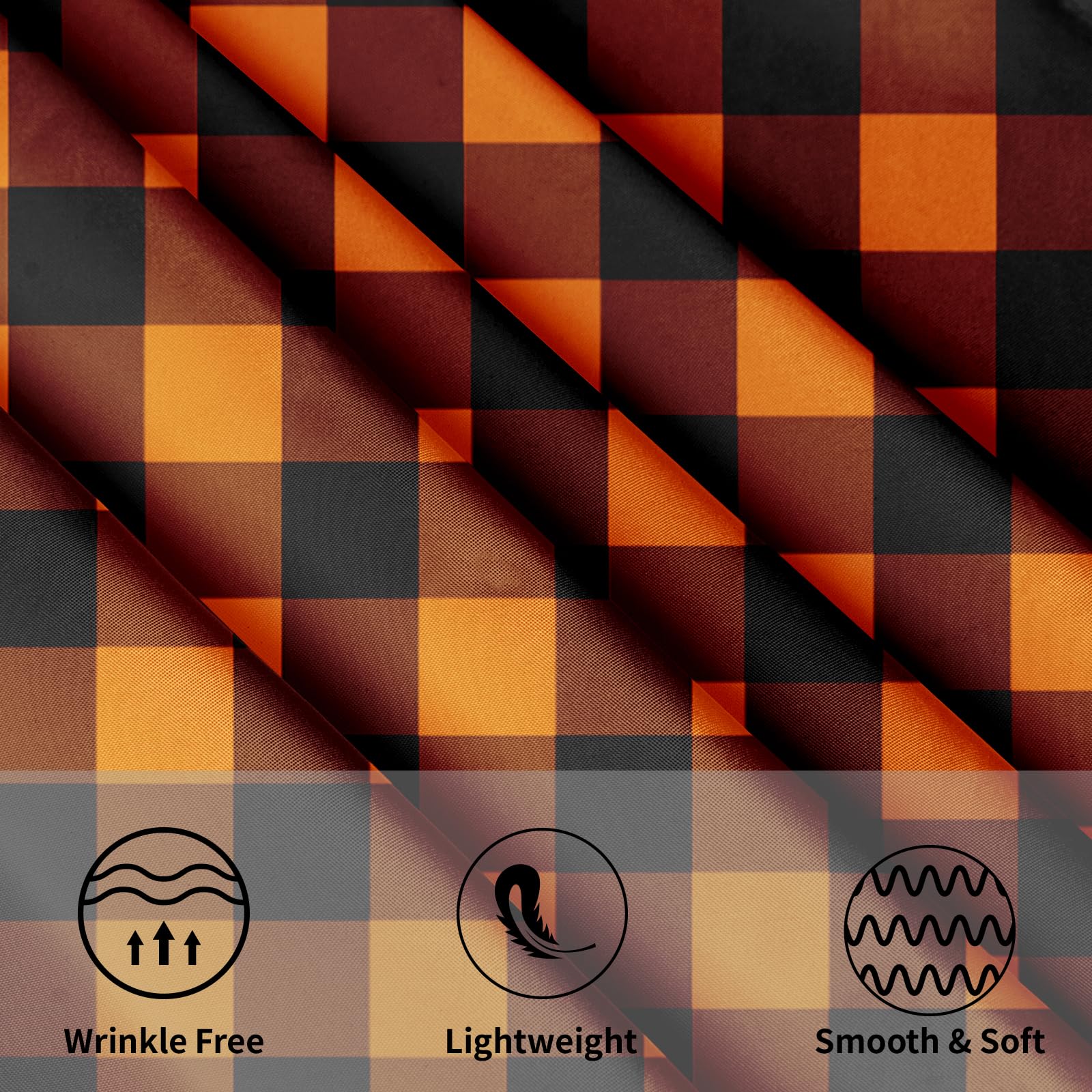 Halloween Tablecloth Round 60 Inch Black Orange Buffalo Plaid Round Table Cloth Autumn Thanksgiving Plaid Table Cloth Fall Autum