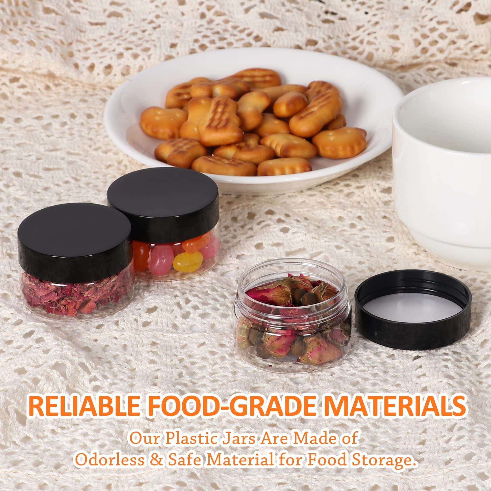 1Oz Containers With Lids 28Pack, Jaisie.W 1 Oz Plastic Containers With Lids- Clear Refillable Cosmetic Small Plastic Containers