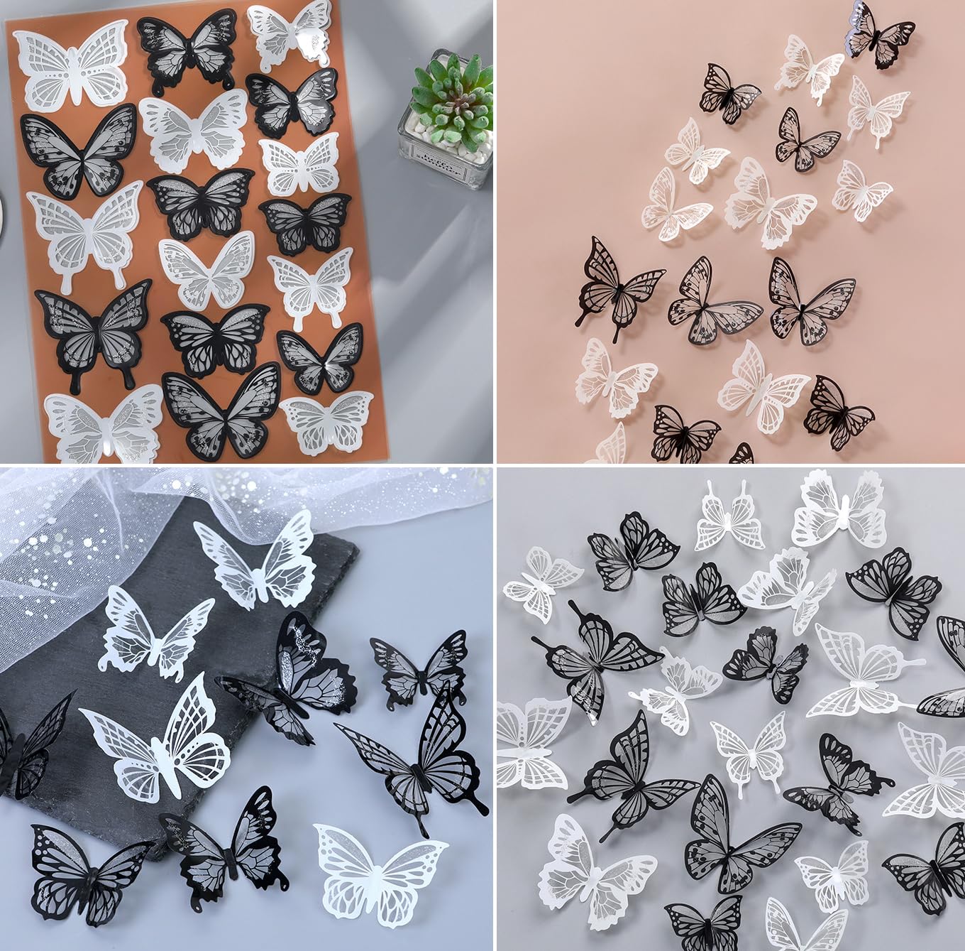 Heansun Butterfly Wall Decor Waterproof Removable Reusable Wings Foldable Plastic Butterflies Wall Stickers For Home Room Bedroo