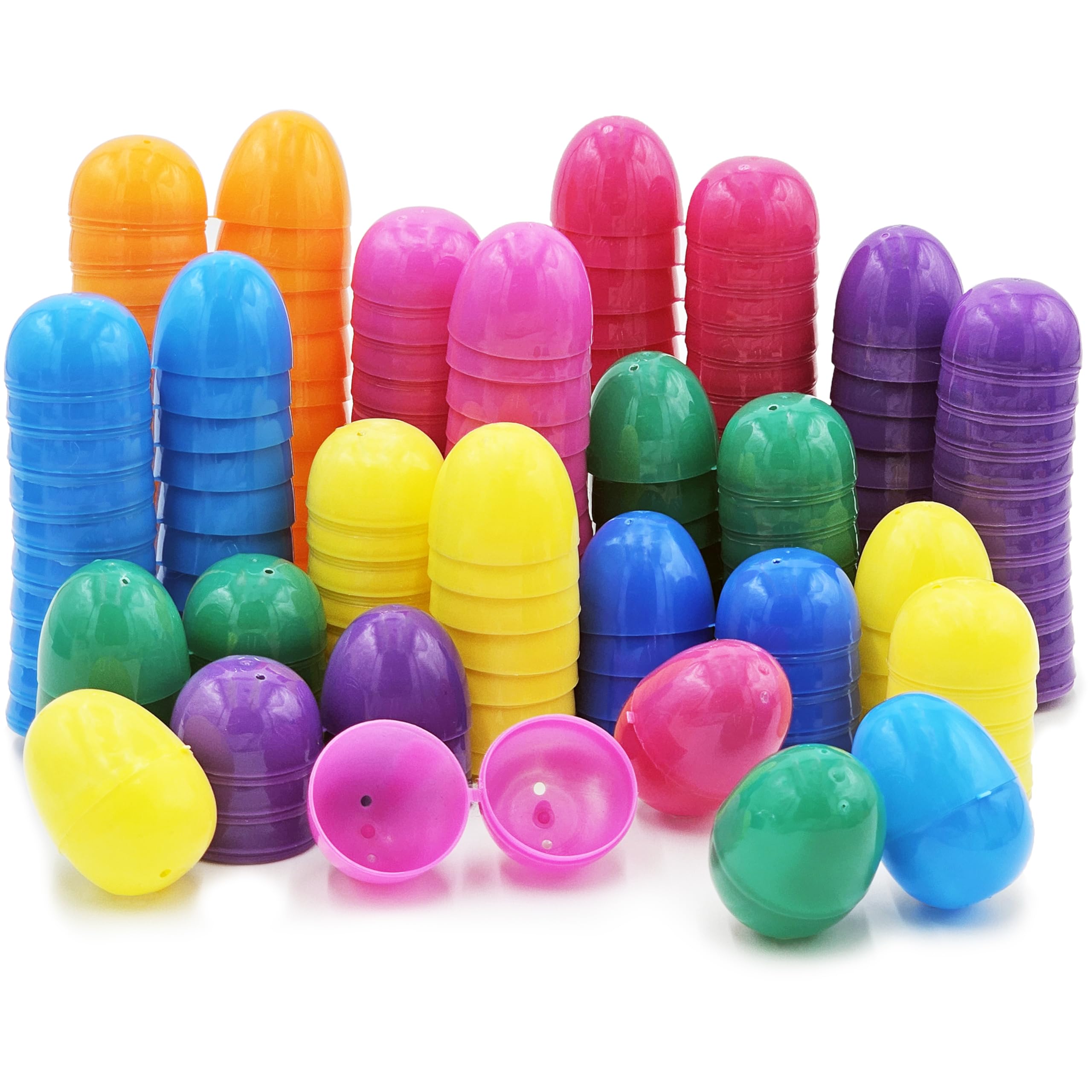 The Dreidel Company Fillable Easter Eggs 2.3 Inch Hinged Colorful Bright Plastic Easter Eggs, Perfect for Easter Egg Hunt, Supri
