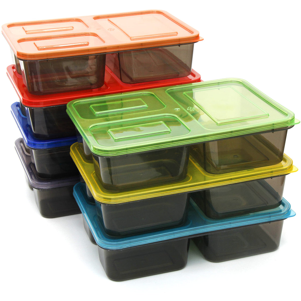 Youngever 7 Sets Thick Large Bento Lunch Box 40 Ounce, Meal Prep Containers, Reusable Plastic Divided Food Storage Container Box