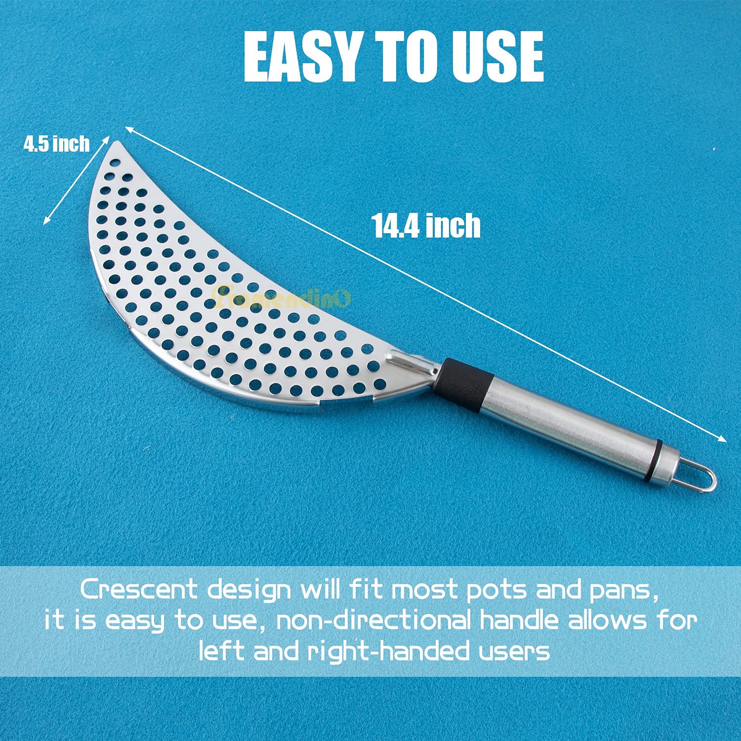 Framendino, Stainless Steel Crescent Pot Strainer Handle Strainer Pan Pot Strainer Colander For Noodles Vegetables Spaghetti