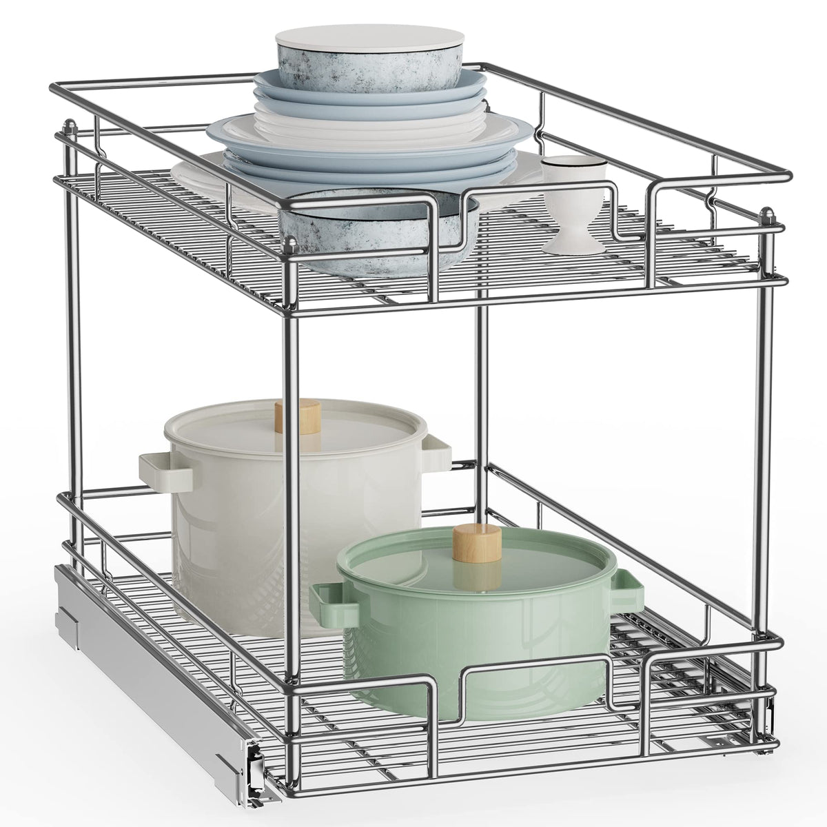 Roomtec New Version Pull Out Cabinet Organizer For Base Cabinet (20'' W X 21'' D), Kitchen Cabinet Organizer And Storage 2-Tier