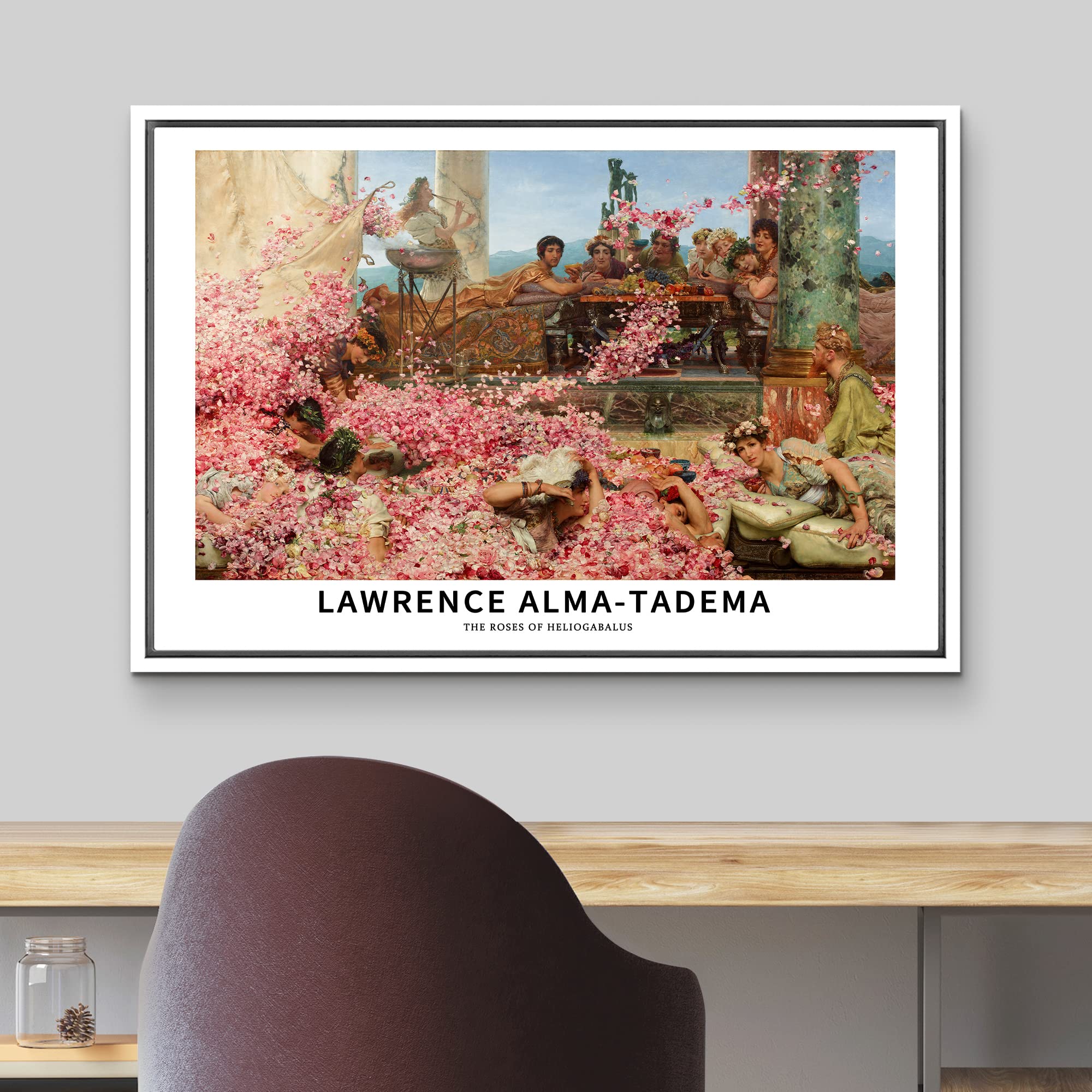 Wall26 Framed Canvas Print Wall Art The Roses Of Heliogabalus By Alma-Tadema Historic Classical Illustrations Fine Art Decorativ