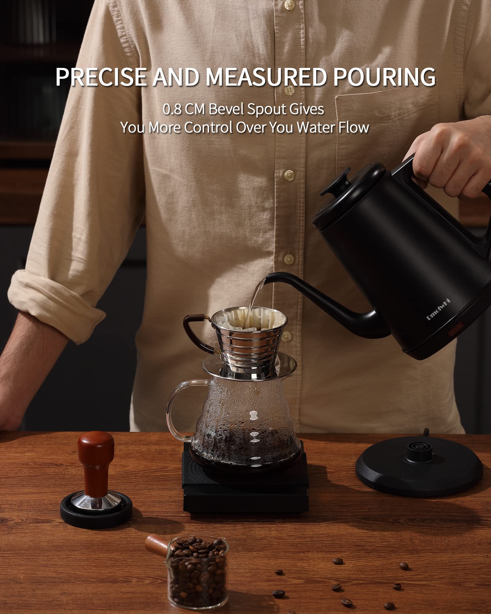 Dmofwhi Gooseneck Electric Kettle(1.0L),1000W Electric Tea Kettle Of 304 Stainless Steel,Auto Shut Off,Water Kettle For Coffee A