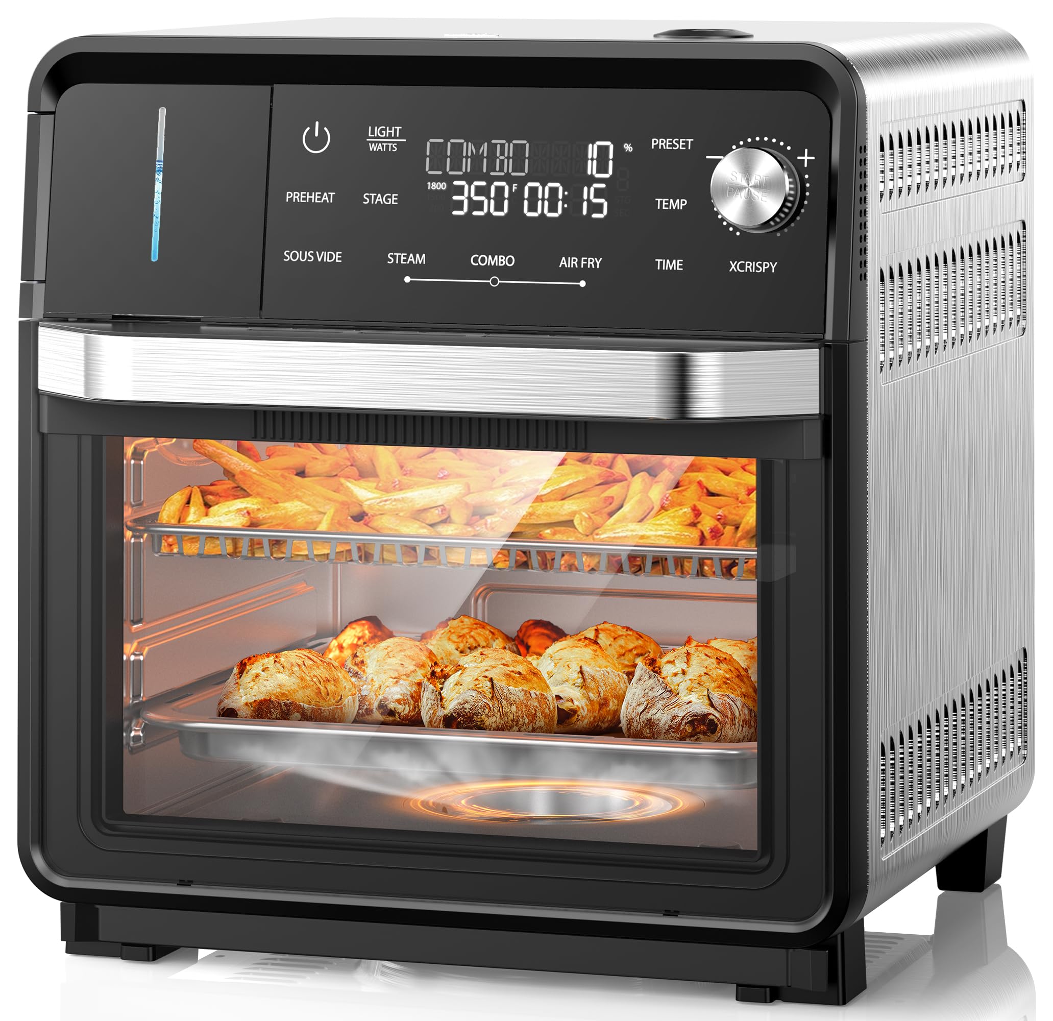 Nuwave Combi Steam Oven, Non-Toxic Stainless Steel Multi-Cooker with Air Fry, Steam, Sous Vide, Toast & More, 50-450F Precision,