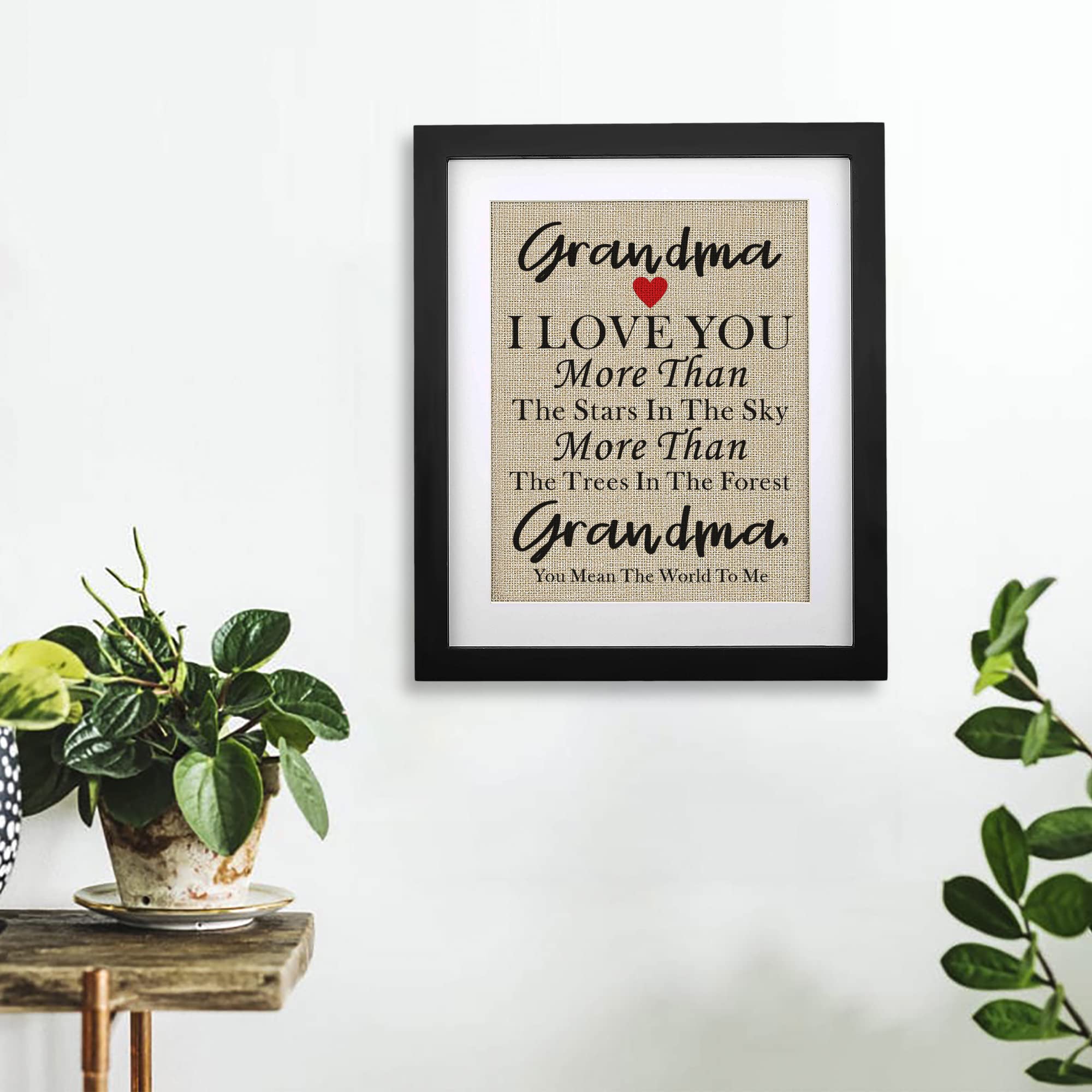 Gifts For Grandma From Grandkids, Grandma Mothers Day Birthday Christmas Gifts Ideas - Framed Burlap Print 11'' W X 13'' H (Fram