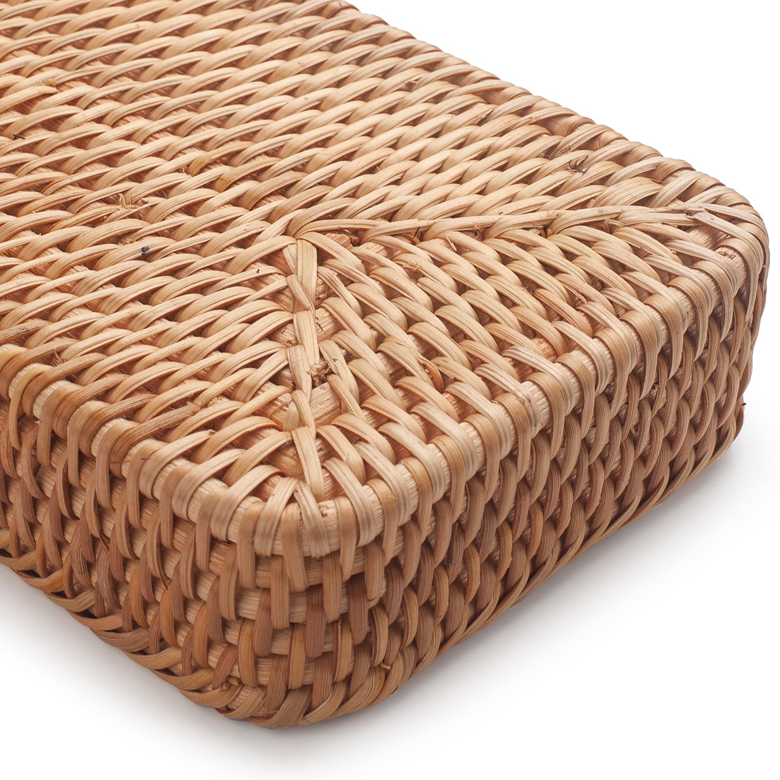 Rattan Bathroom Vanity Trays Toilet Tank Baskets Long Narrow Hand Towel Storage Basket For Storage, Decorative (Natural 10.2 X 4