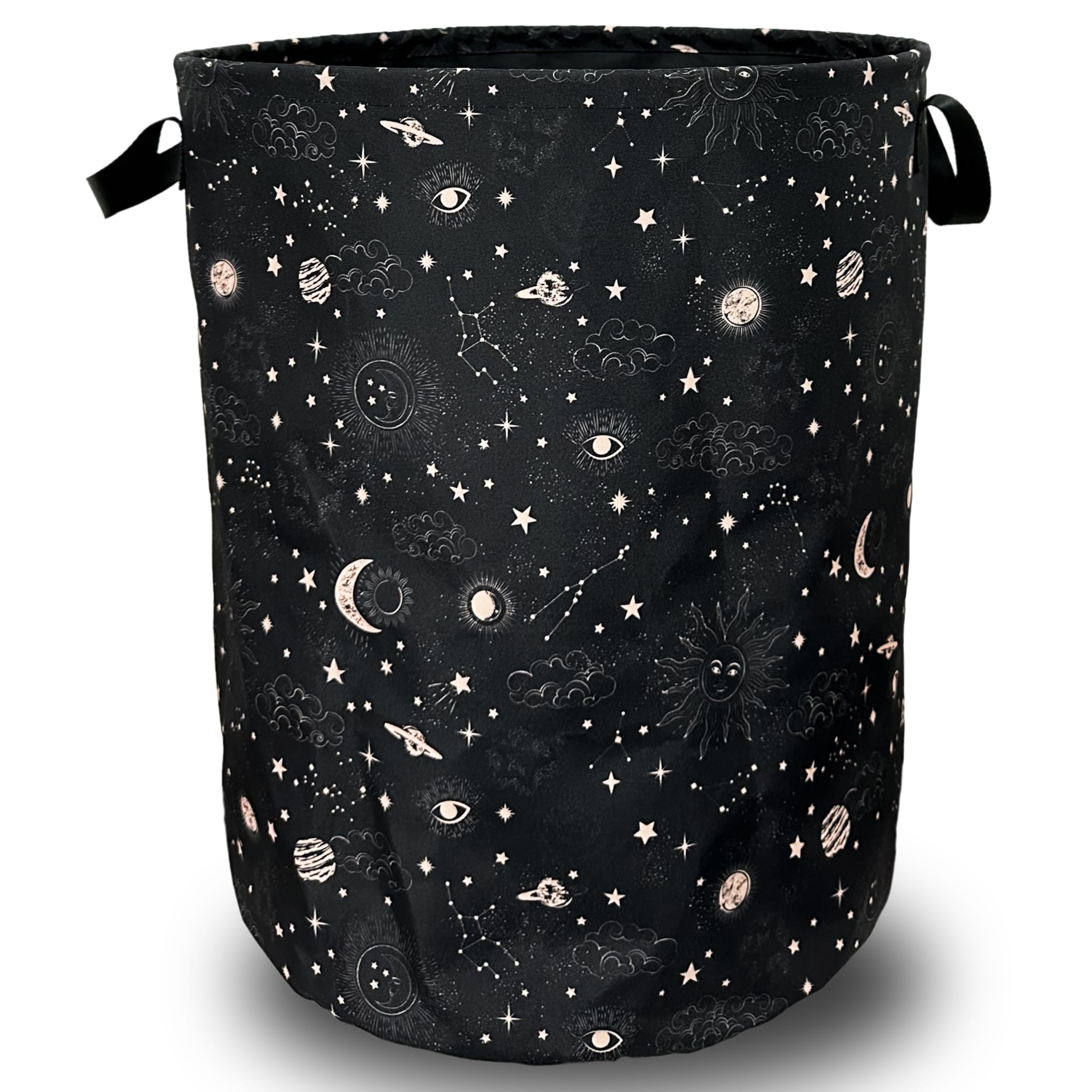 Moon And Stars Laundry Basket Foldable With Handles Colorful Tote Bag Oxford Cloth Funny Galaxy Laundry Hamper Clothes Storage B