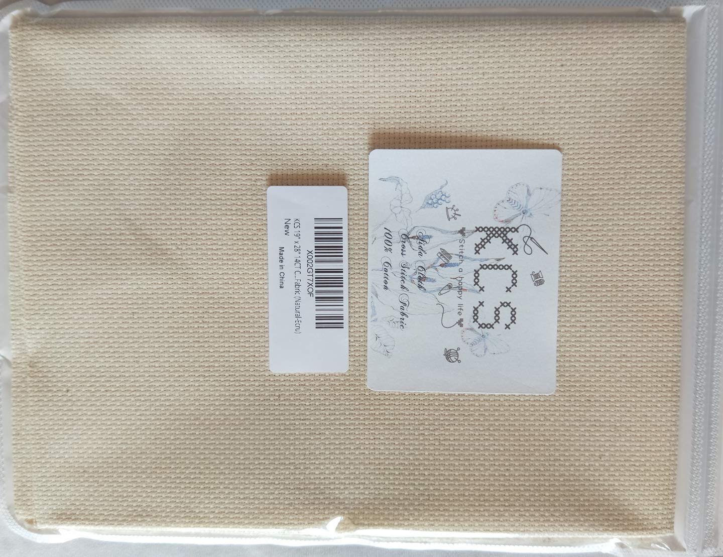 19 X 28 14Ct Counted Cotton Aida Cloth Cross Stitch Fabric (Natural-Ecru)
