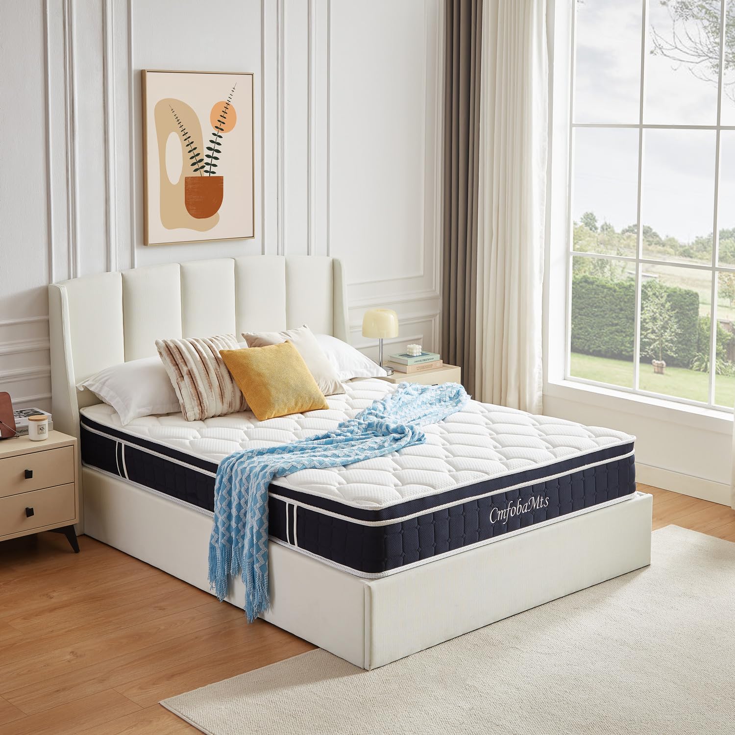 Cmfobamts Queen Mattress, 10 Inch Memory Foam Hybrid Mattress In A Box With Independent Spring For Motion Isolation And Pressure