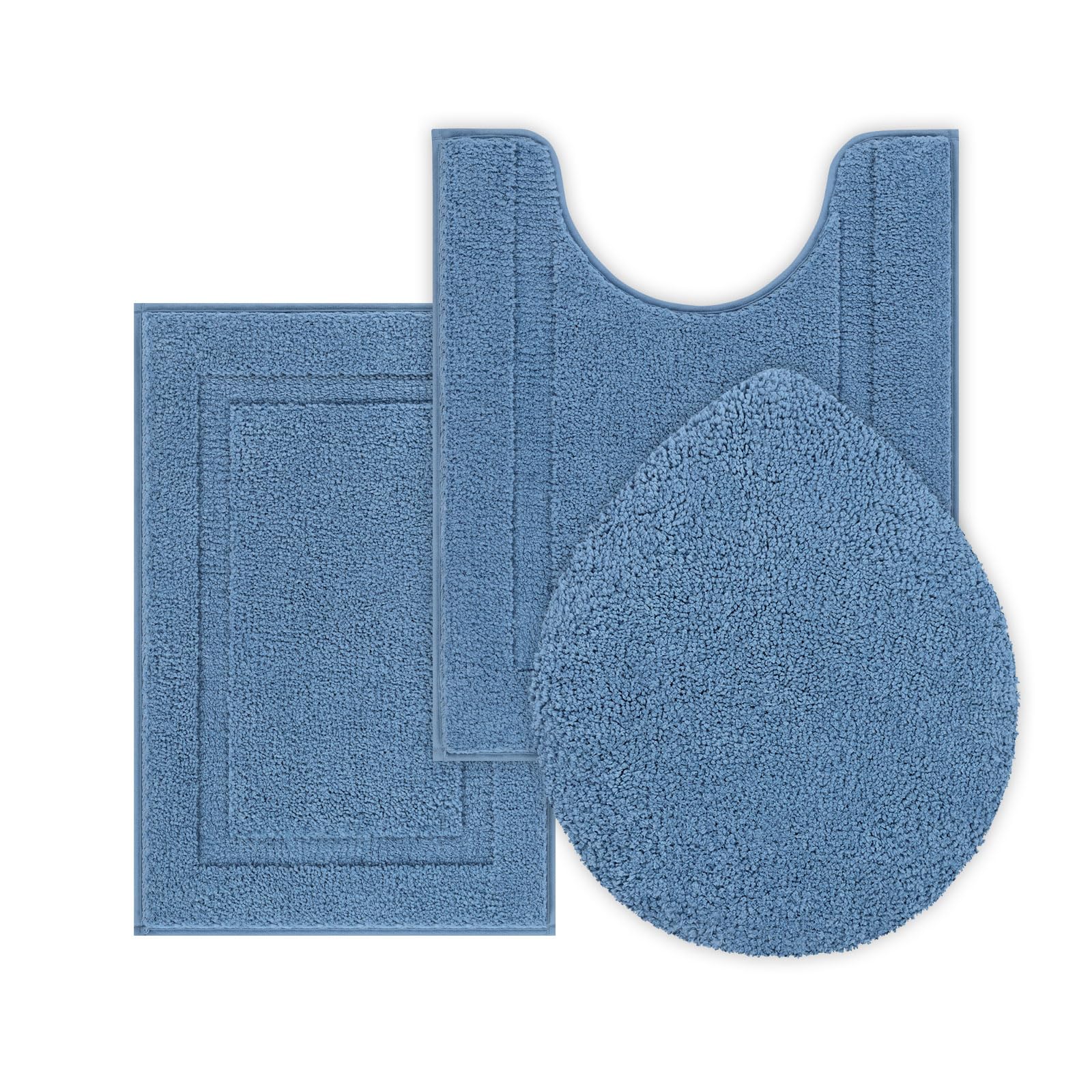 Shacos Microfiber Small Bathroom Rugs Set Of 3 Piece With Toilet Lid Cover, Non Slip Super Soft Absorbent 16''X24'' Bath Mat U S