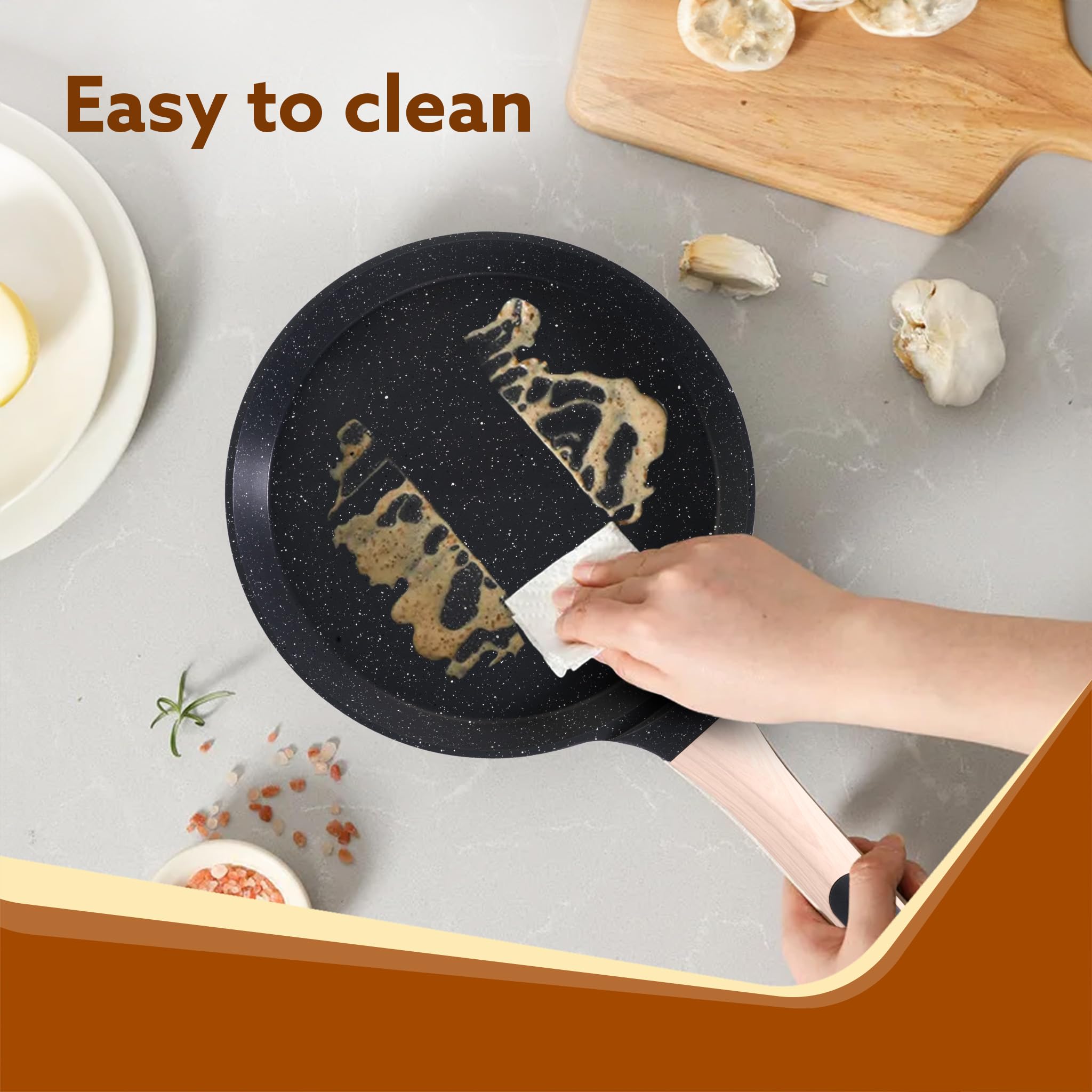 AGARO Imperial Granite Non Stick Tawa, 28 cm, Cast Aluminium Body, Tawa for Dosa/Paratha/Omlette, Gas & Induction Compatible