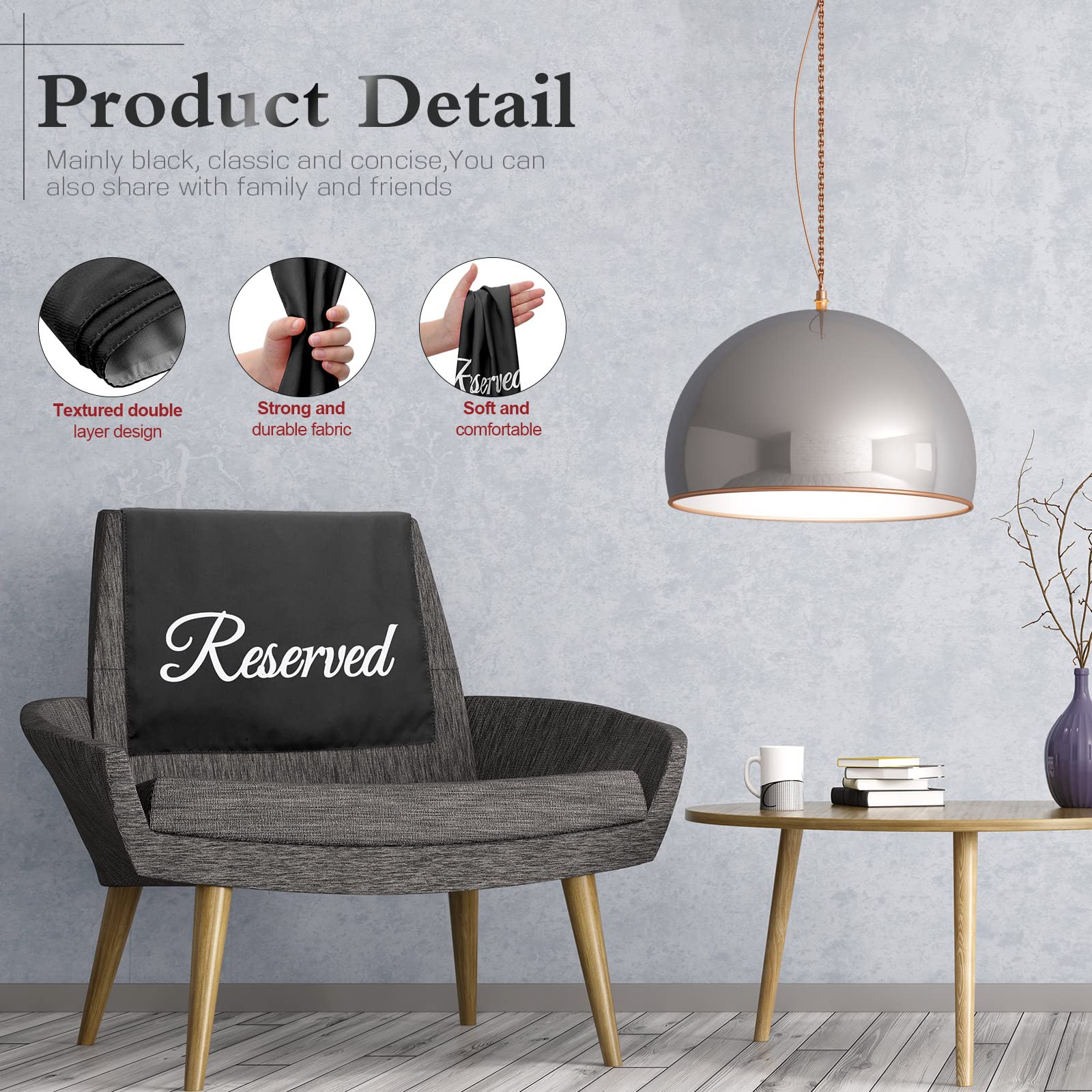 CHENGU 20 Pack Reserved Seating Signs for Chairs Church Pew Reserved Signs Cloths Placeholder for Wedding Celebrations Reception