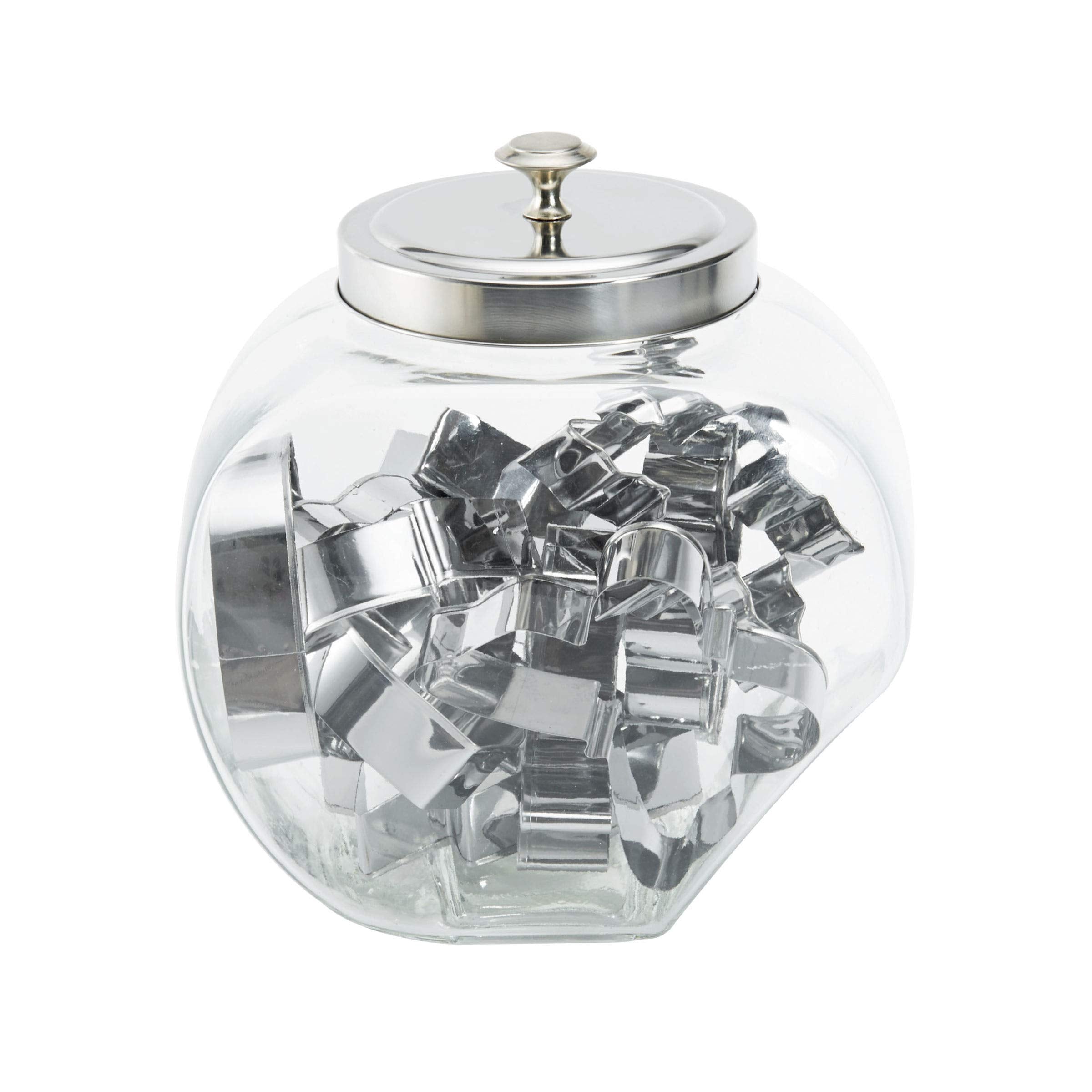 Chicago Metallic Month Cookie Cutter Set In Glass Jar, 12-Piece, Silver