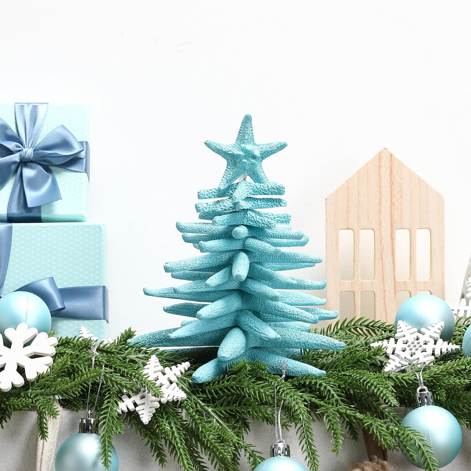 Harrycle Christmas Starfish Tree Ornaments Beautiful Resin Sea Animal Christmas Tree Creative Ocean Xmas Decorations DIY Beach X
