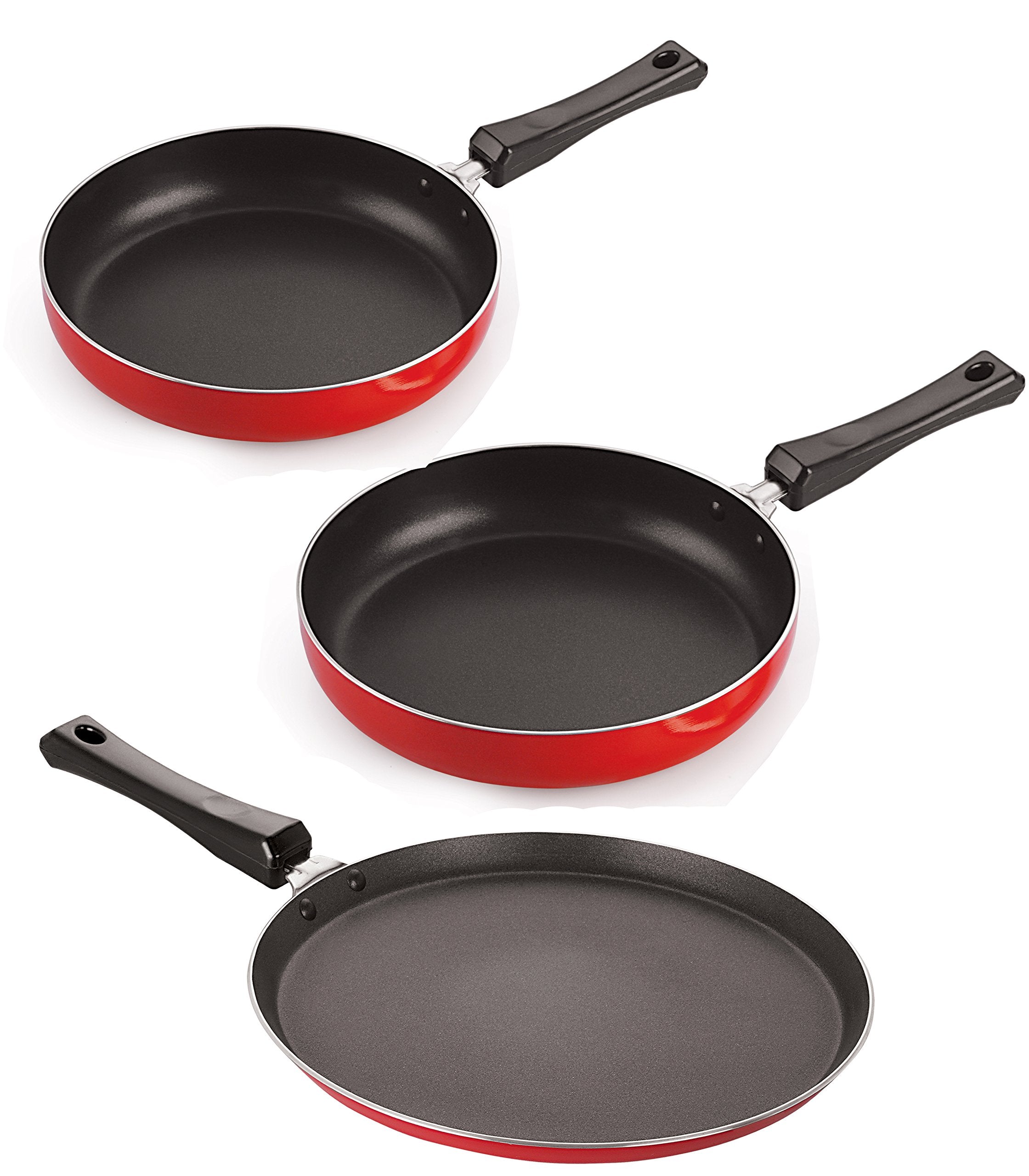 Nirlon NonStick Coated Gas Compatible Tawa Fry Pan Aluminium Cookware Set, 2.6Mm_Ft10_Fp10_Fp11