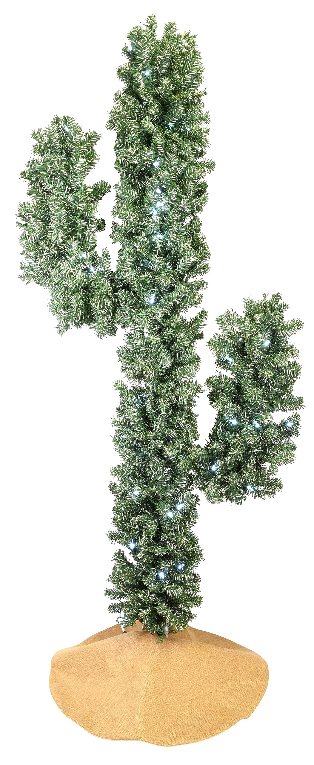Tree Buddees Pre-lit LED Lights Cactus Christmas Tree 6 Foot Tall (White LED Lights)