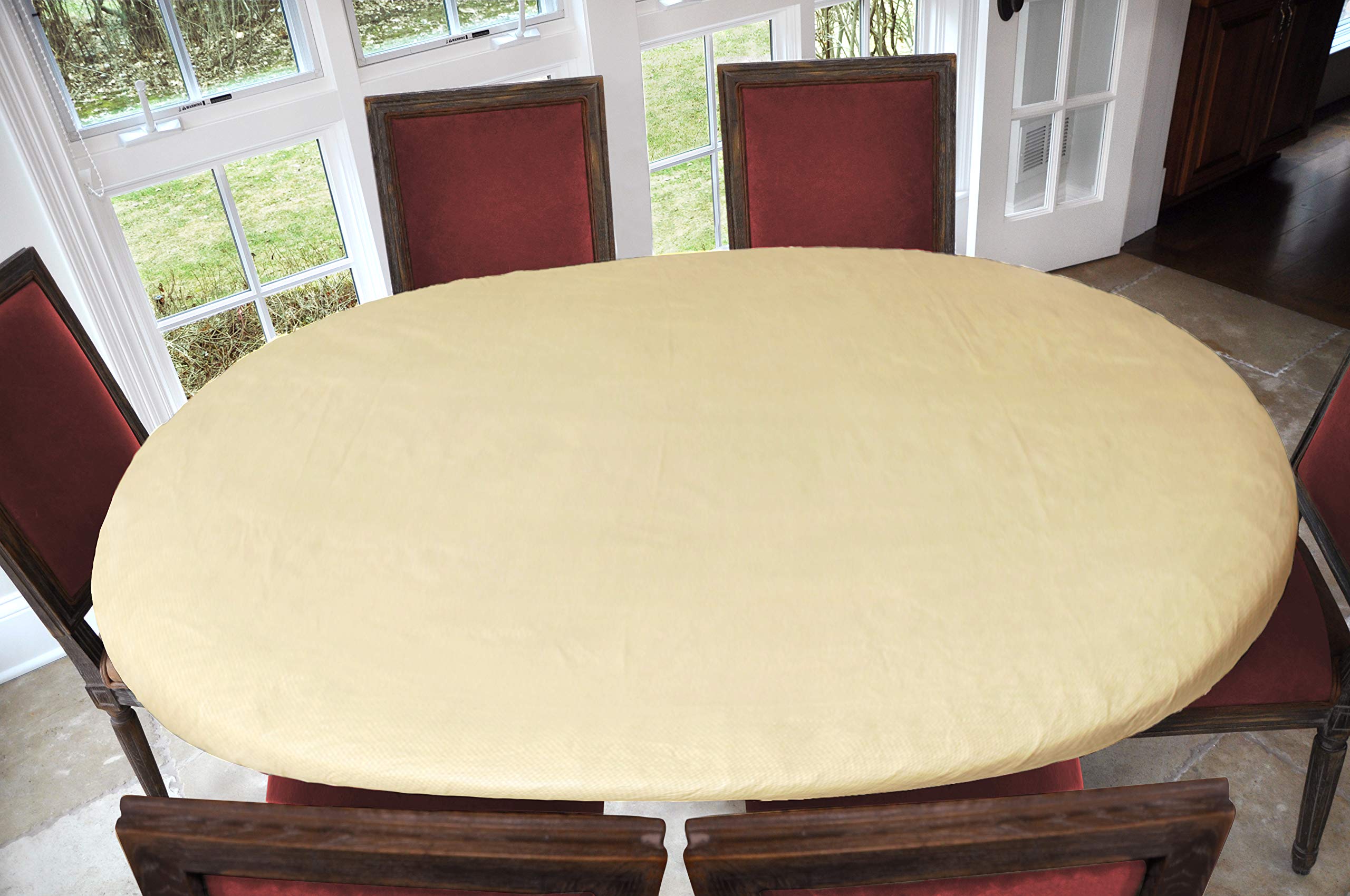 Covers For The Home Deluxe Elastic Edged Flannel Backed Vinyl Fitted Table Cover - Easter Pattern - Oblong/Oval - Fits Tables Up