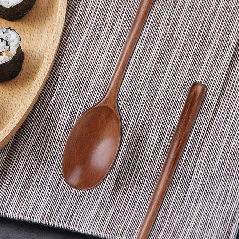 8 Pieces Wood Soup Spoons, Dakuan Wooden Ladle Spoon Set For Cooking Mixing Stirring Honey Tea Soda Dessert Coconut Bowl Nonstic