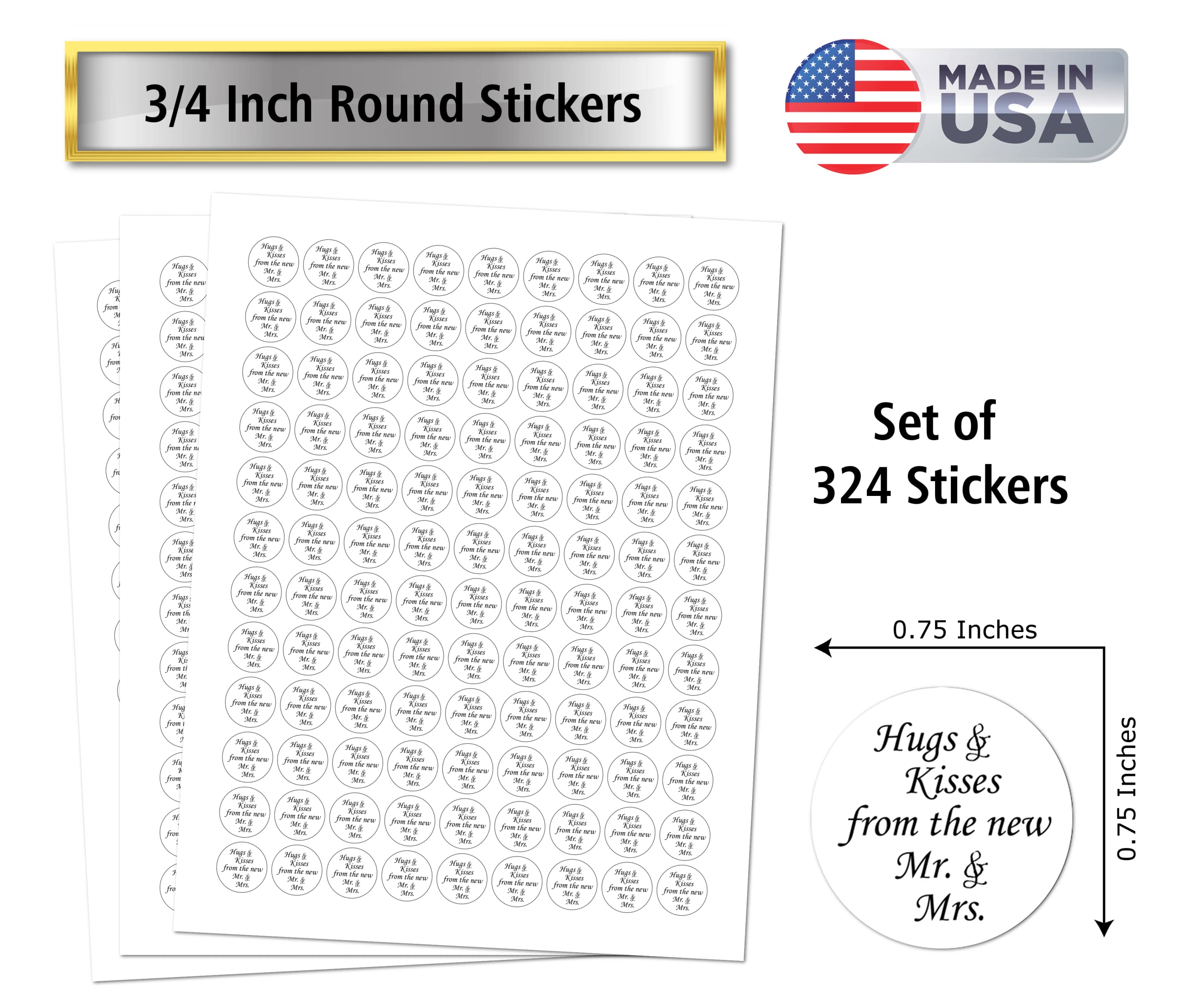 324 Hugs and Kisses from The New Mr. & Mrs. Kiss Wedding Stickers  Chocolate Drops Labels Stickers for Weddings  Bridal Shower Engagement Party Decorations  Party Favors Decor for Kisses